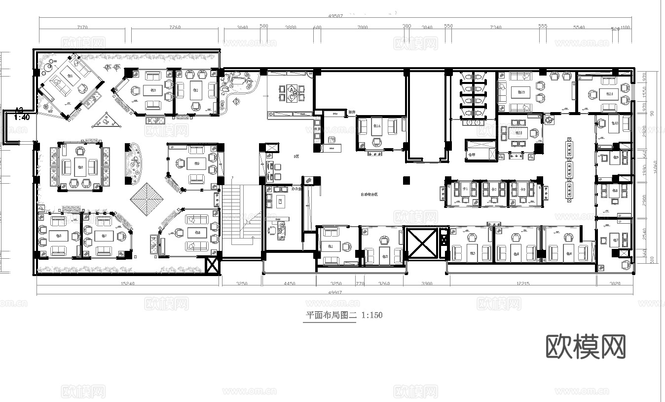 茶楼 茶馆  最新全套施工图合集cad施工图下载（渲染图2）
