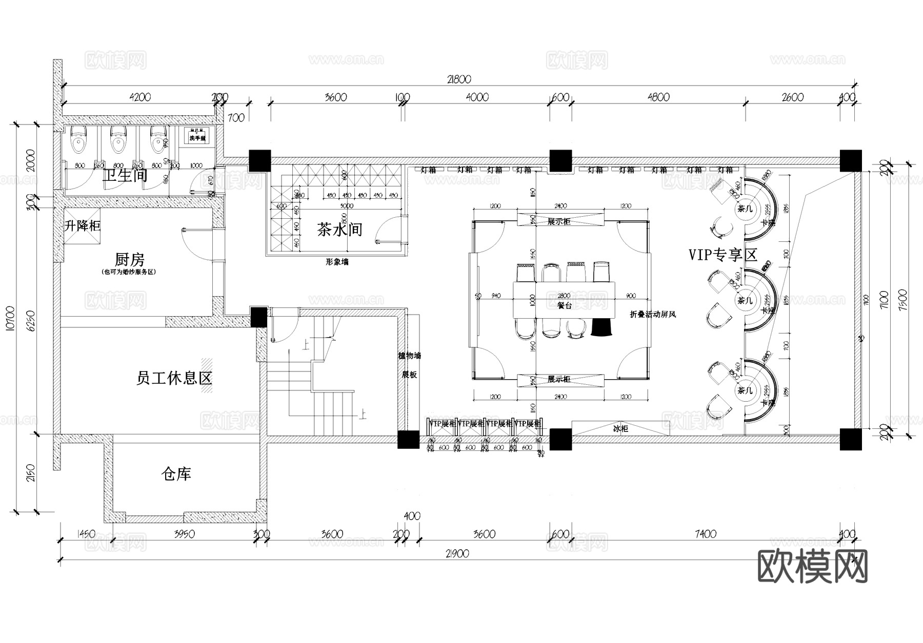 二层餐厅饭店室内工装平面图CAD施工图cad施工图