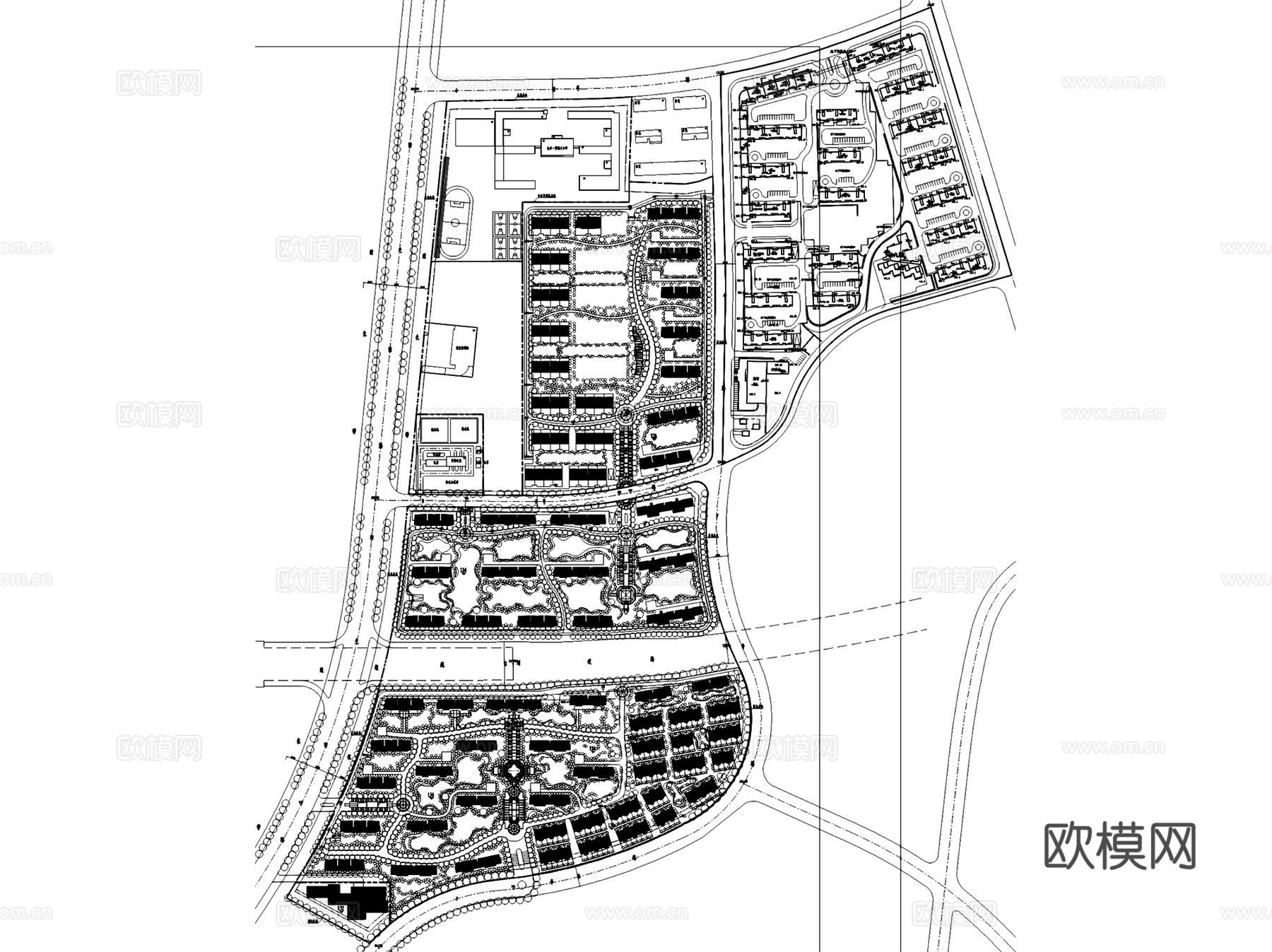 中海居住区规划洋房别墅建筑户型平面CAD施工图cad施工图