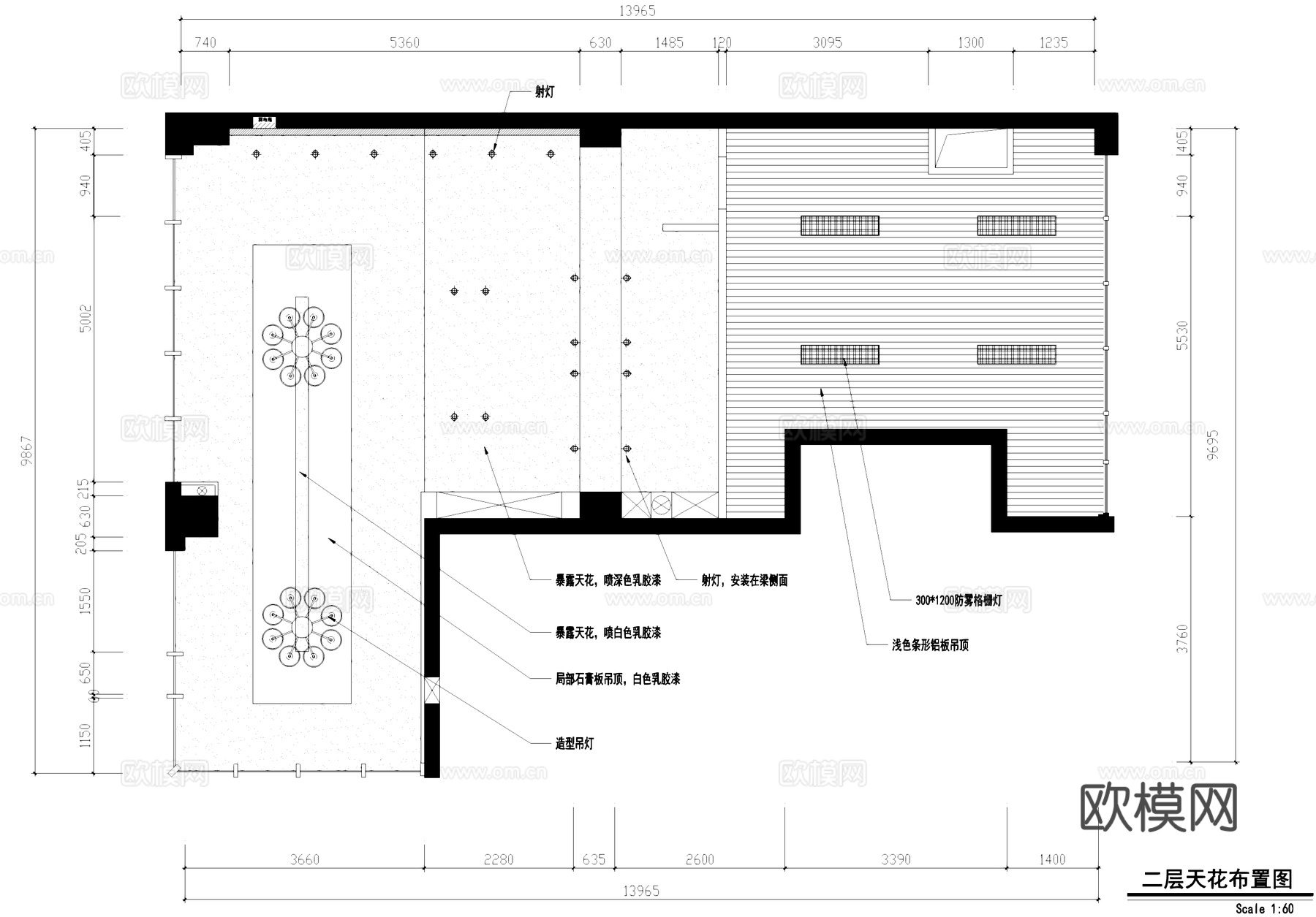 二层西餐厅室内工装CAD施工图cad施工图