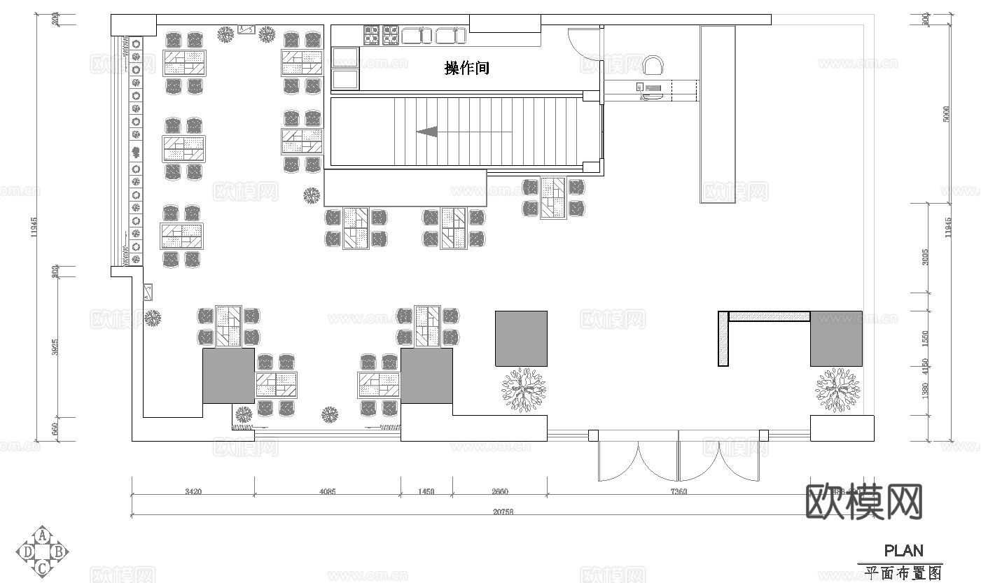 茶楼 茶馆  最新全套施工图合集cad施工图下载（渲染图1）