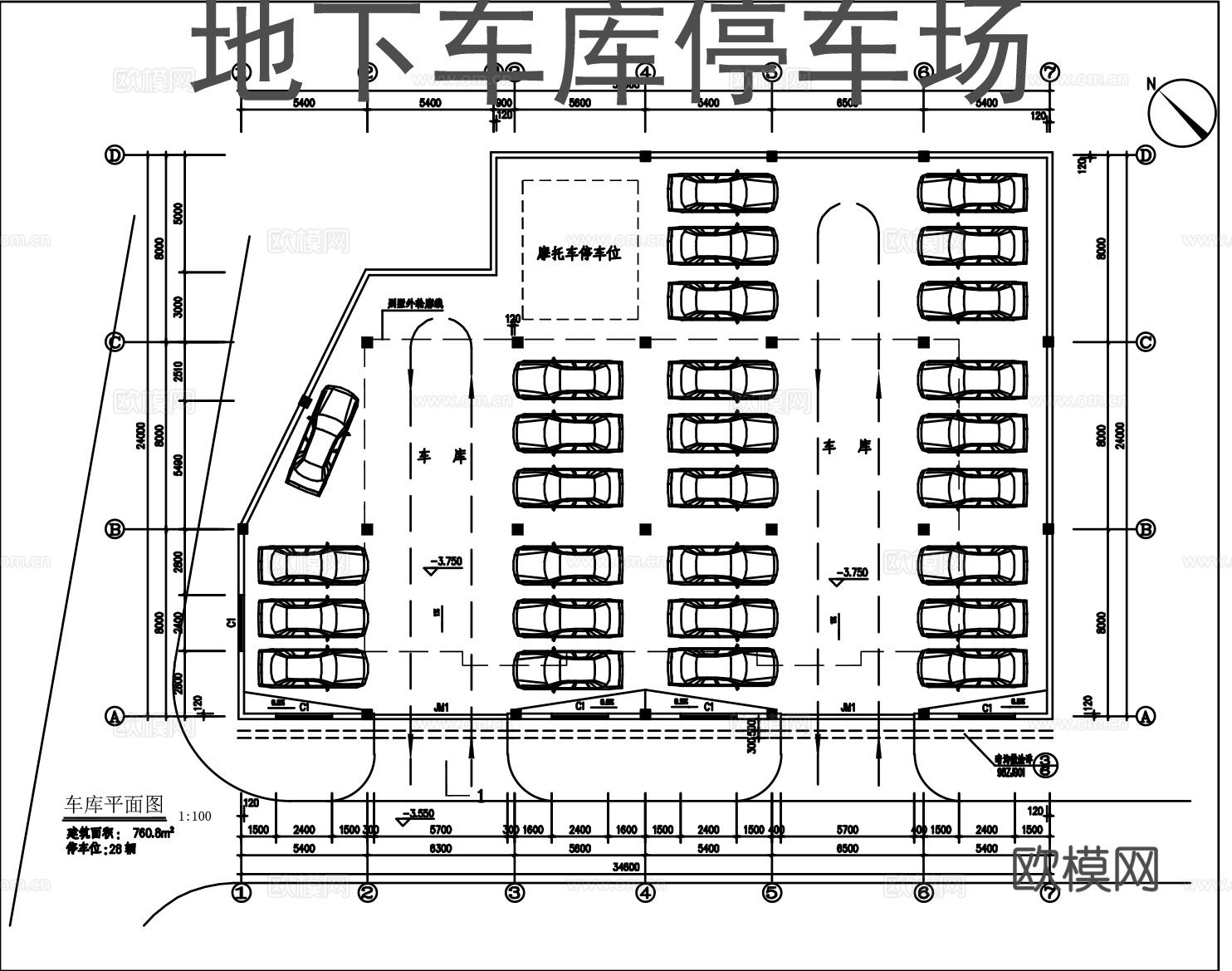 地下车库施工图cadcad施工图