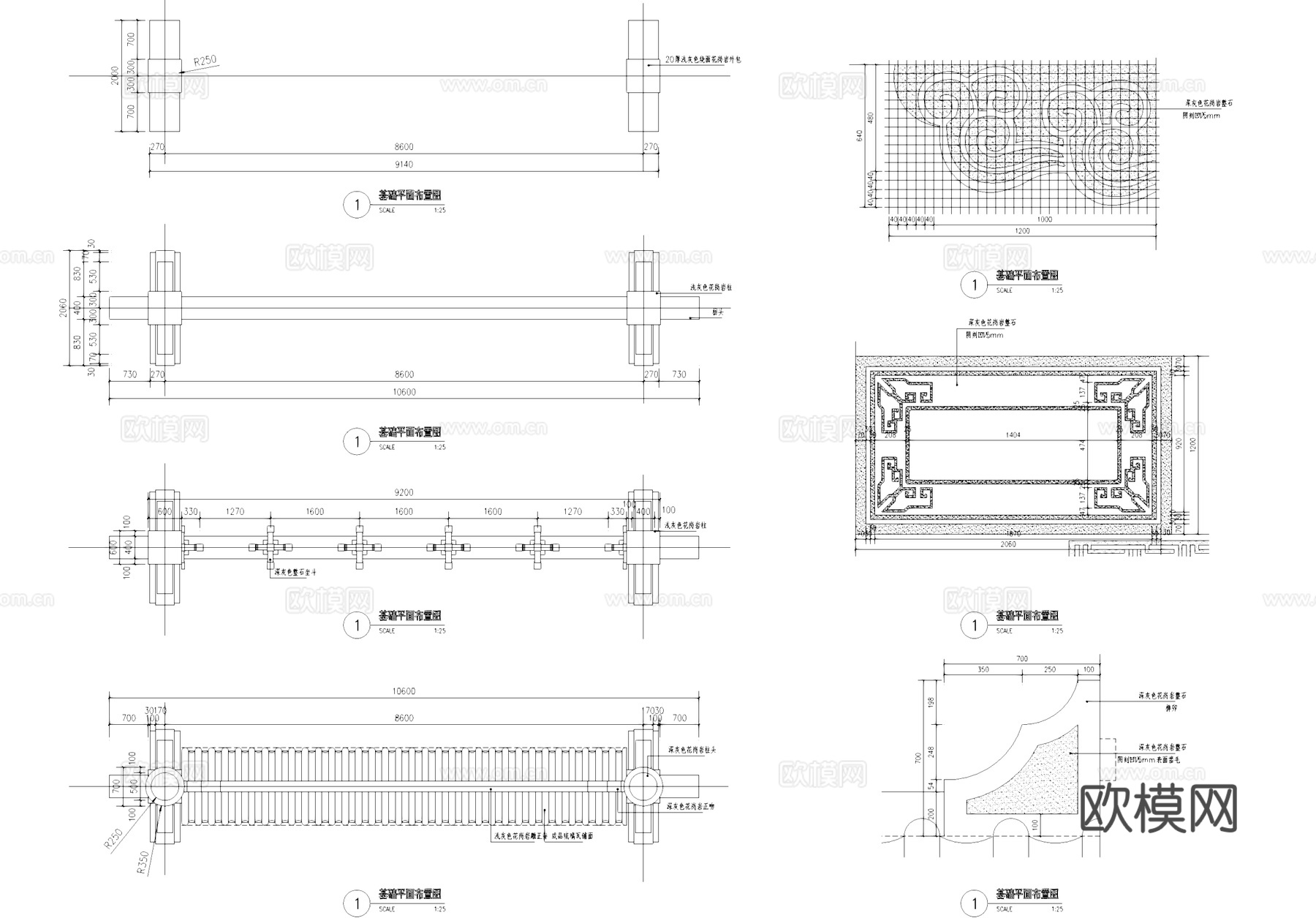陵园入口牌坊牌楼古建筑CAD施工图cad施工图