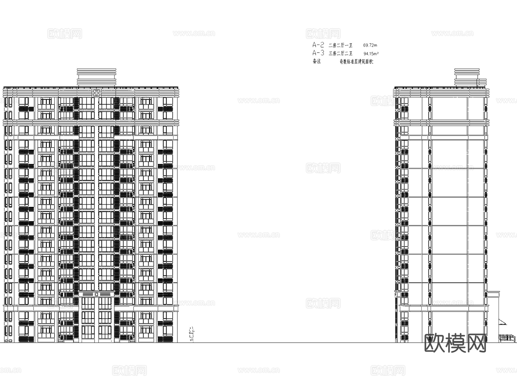 住宅小区规划建筑户型平面图CAD施工图cad施工图