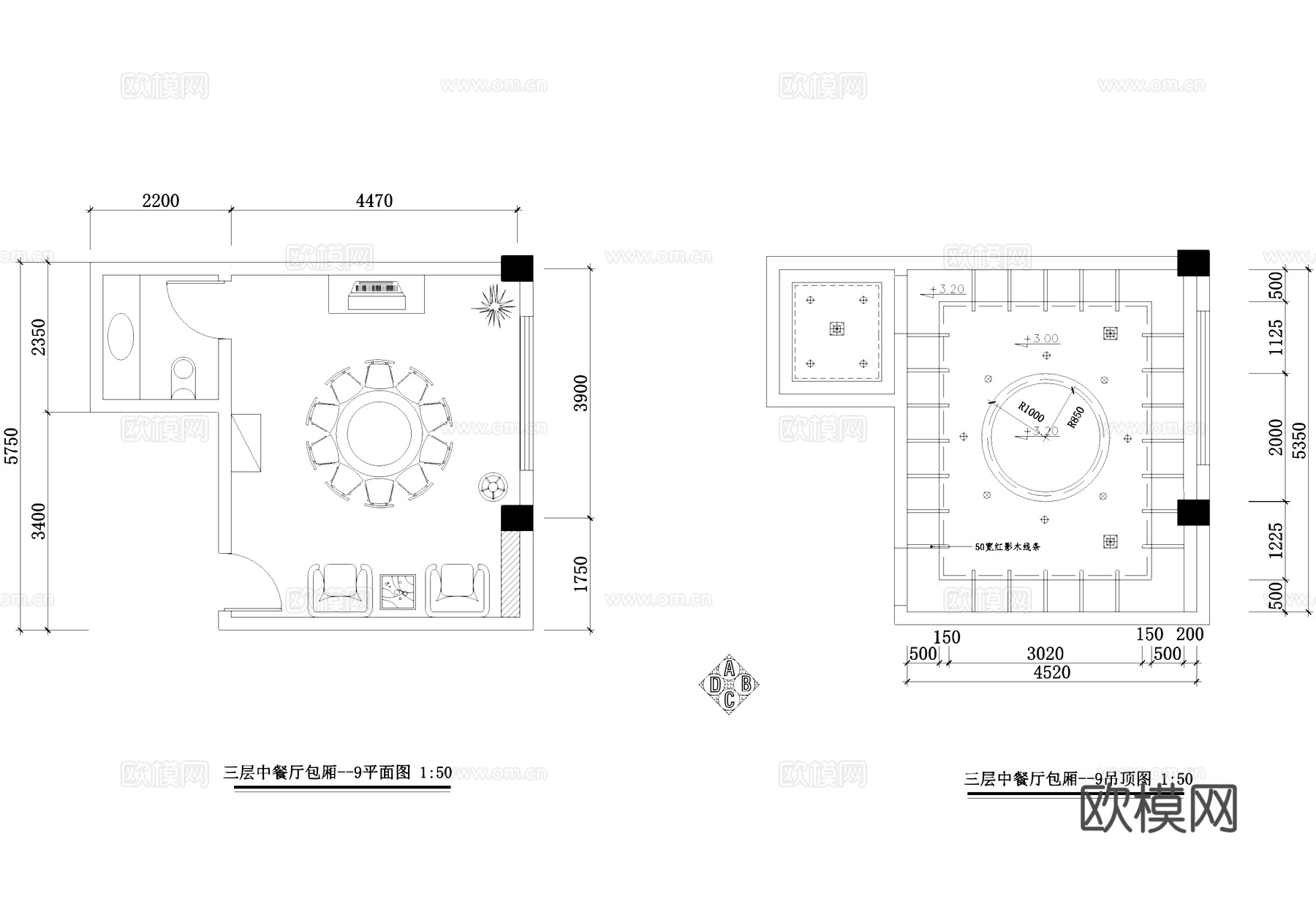 中餐厅包厢室内工装CAD施工图cad施工图