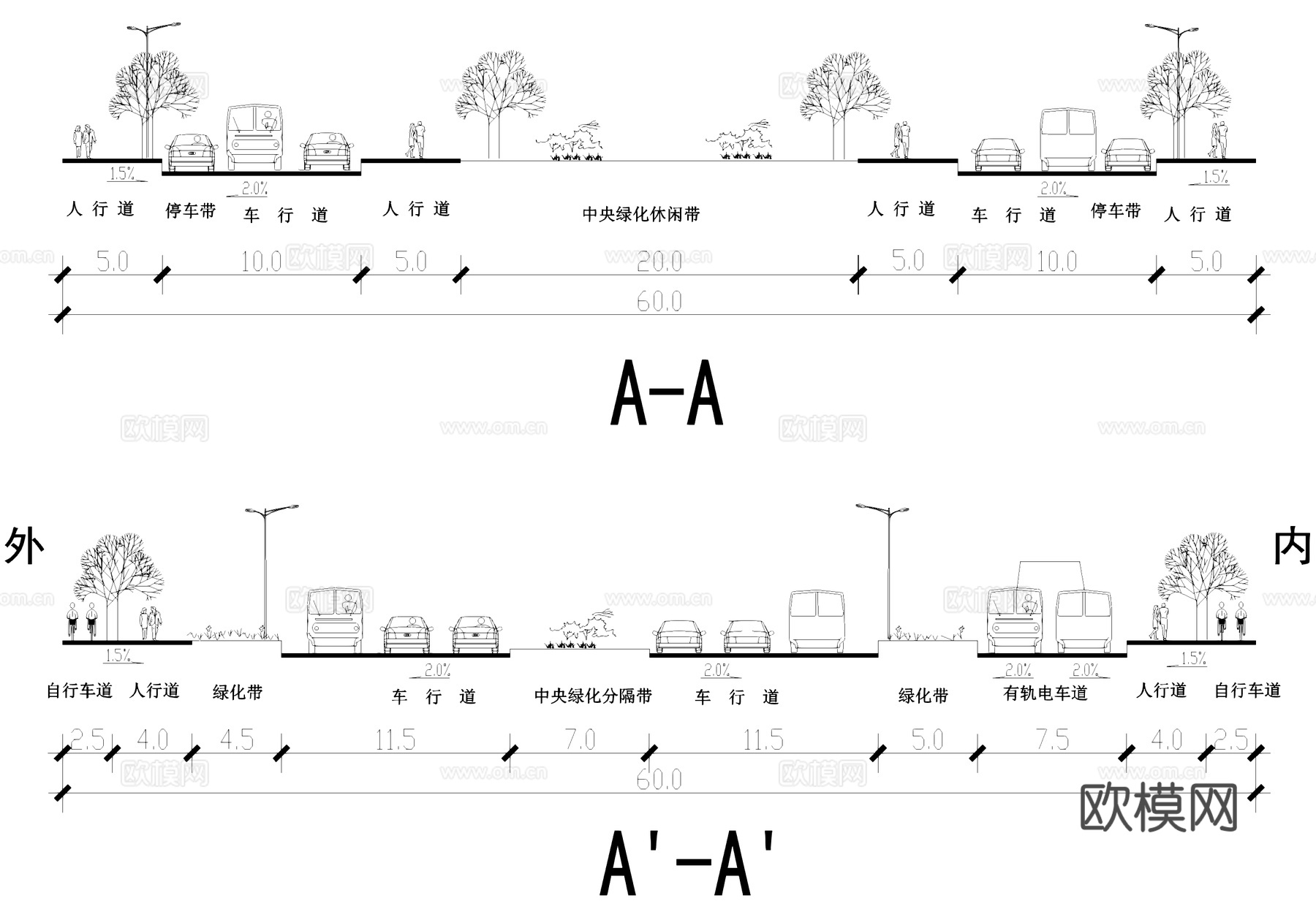 市政标准道路断面图CAD施工图cad施工图cad施工图