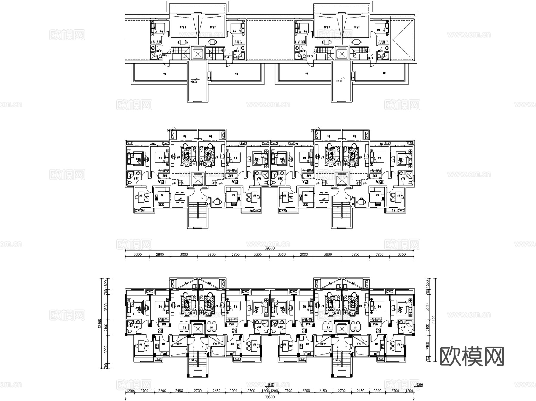 嘉兴现代高层住宅规划建筑CAD施工图+SU模型cad施工图