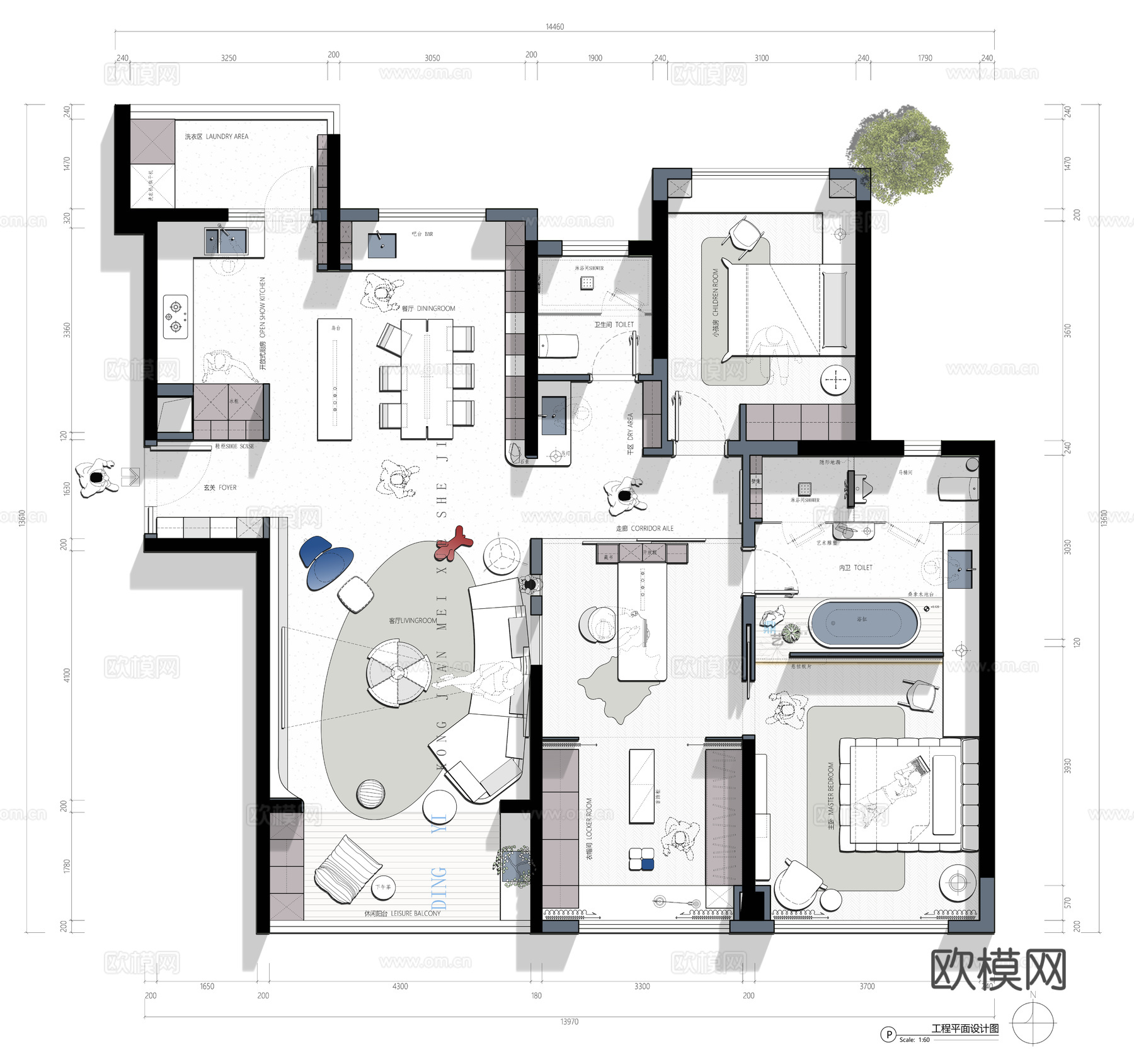 150平平面设计cad施工图cad施工图