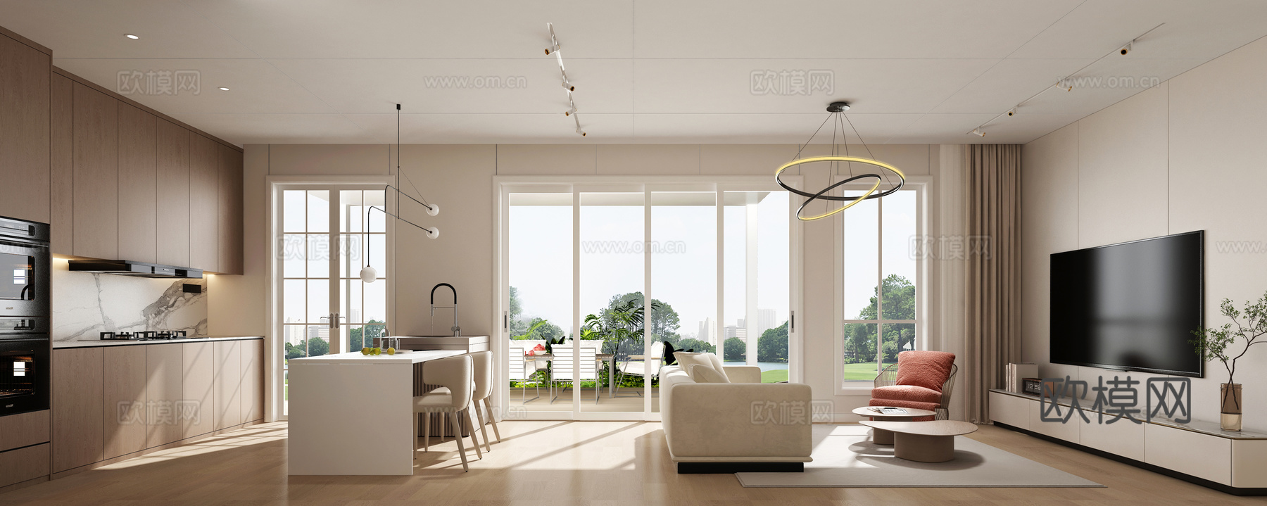 别墅客餐厅3d模型下载