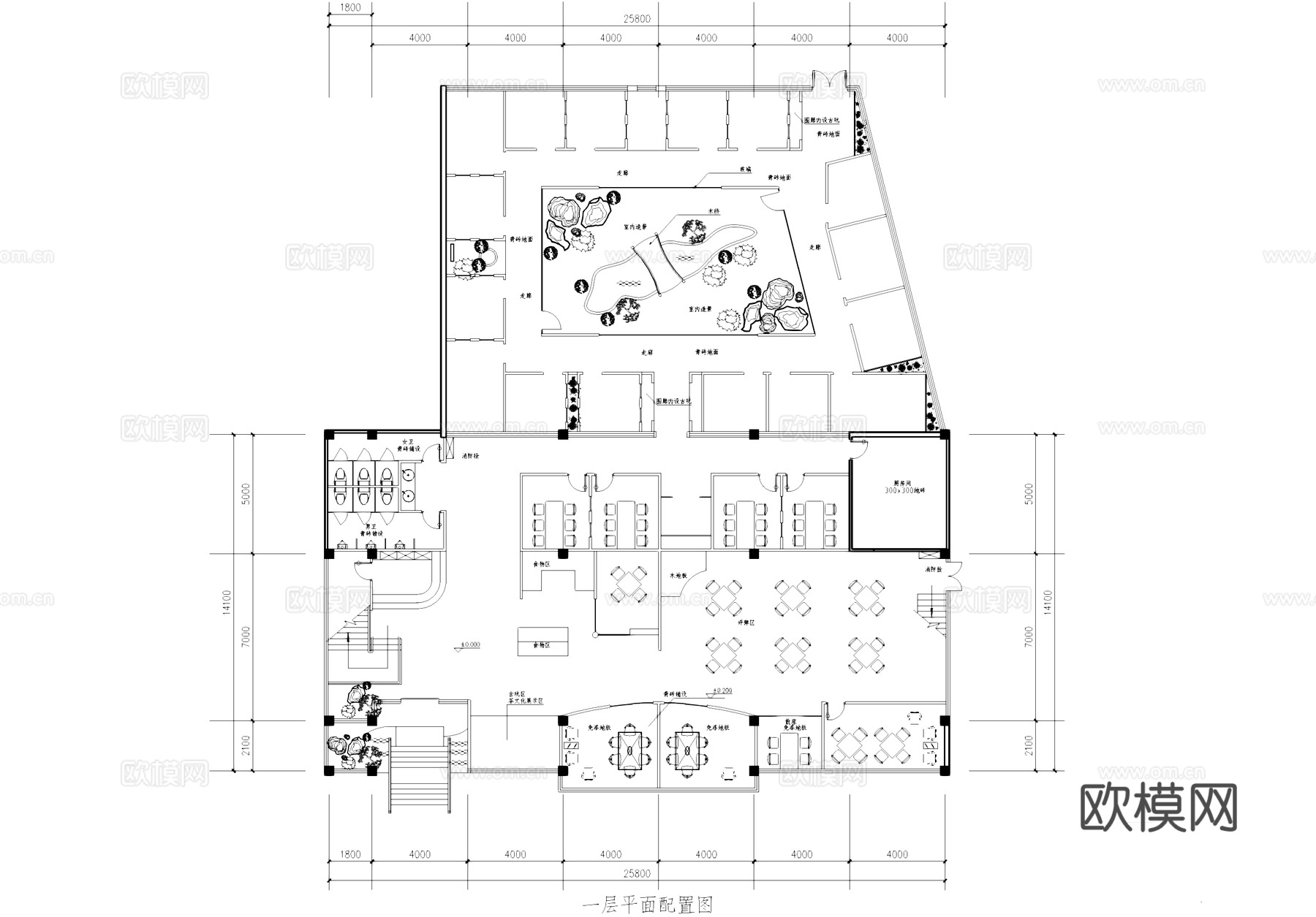 二层咖啡厅室内工装CAD施工图cad施工图
