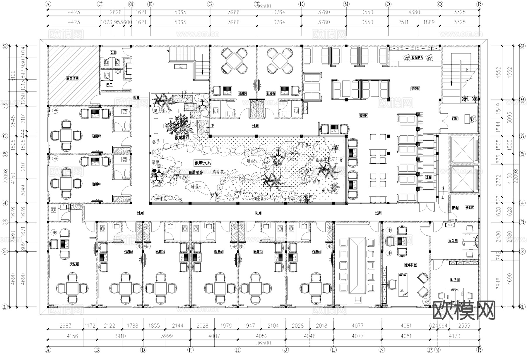 新中式咖啡厅室内工装CAD施工图cad施工图