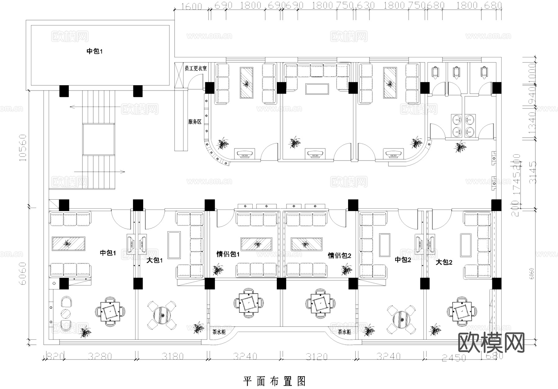 咖啡厅包厢棋牌室室内工装CAD施工图cad施工图