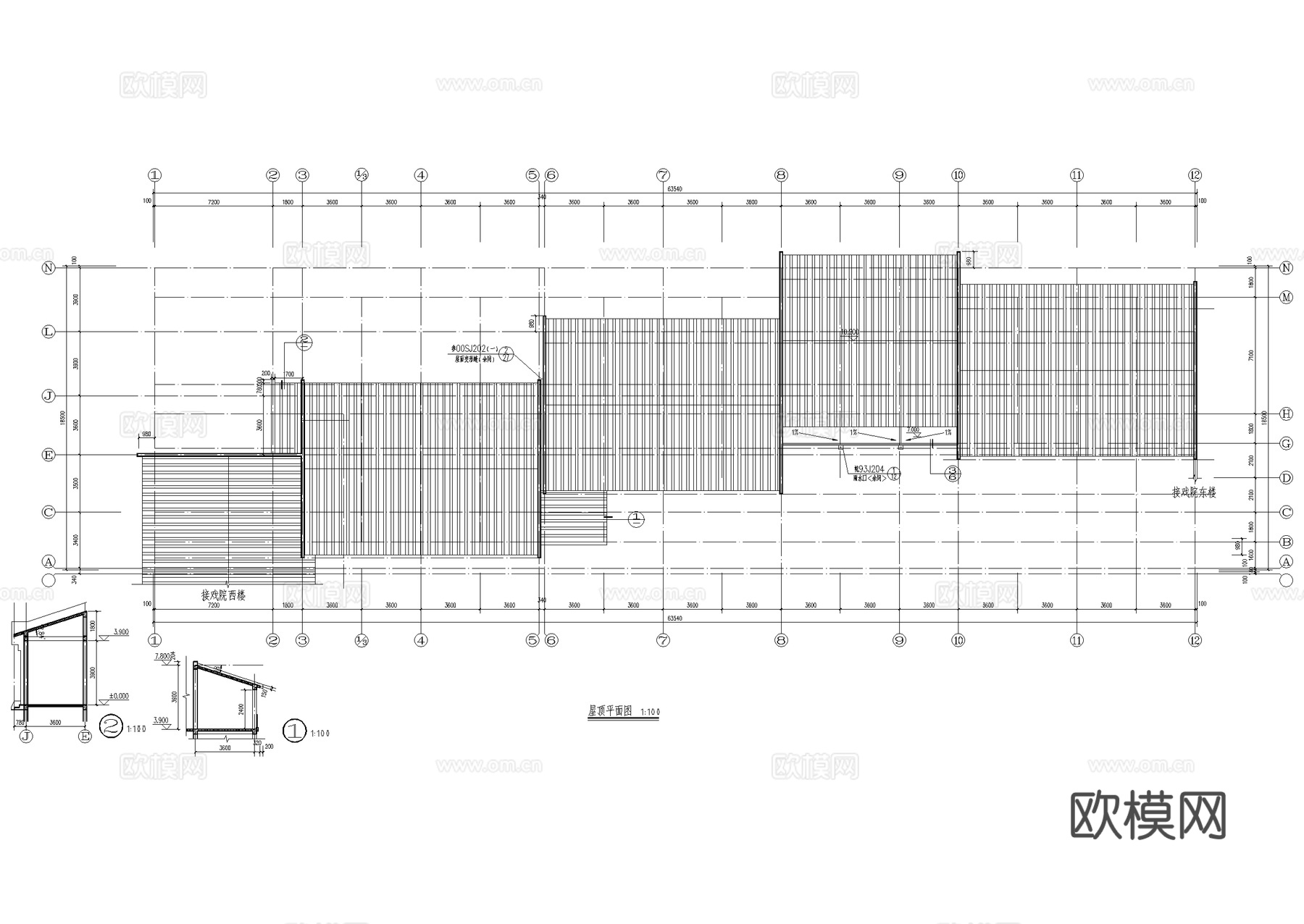 商铺酒店客房仿古建筑CAD施工图cad施工图