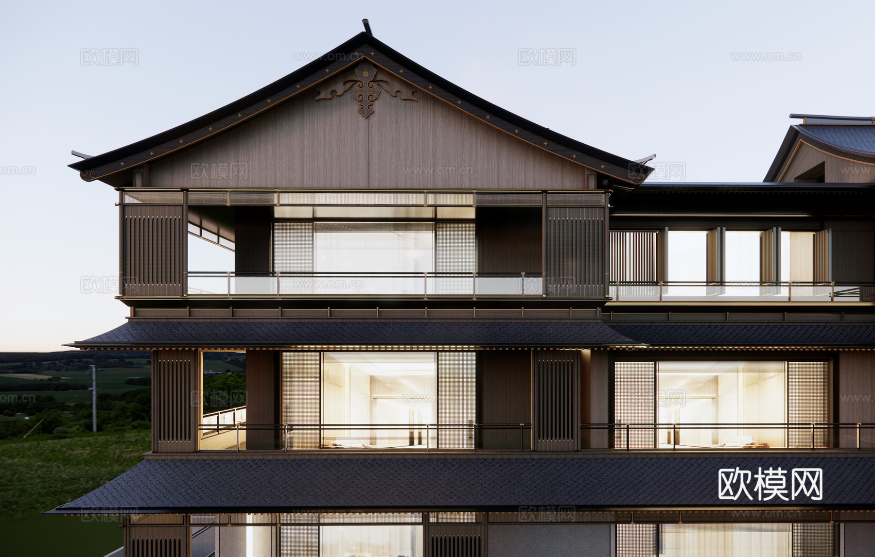 宋风别墅 宋式别墅su模型