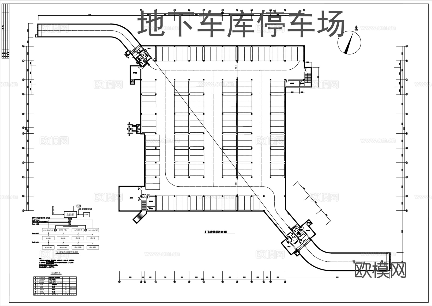 地下车库智能停车场cad平面图cad施工图