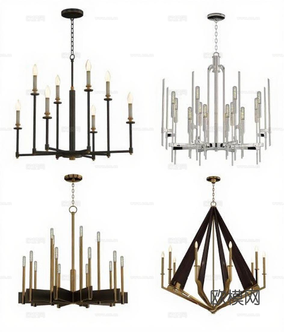 高端设计师吊灯合集 现代轻奢艺术灯饰 创意家居装饰灯具 奢华室内照明灯组免费3d模型下载