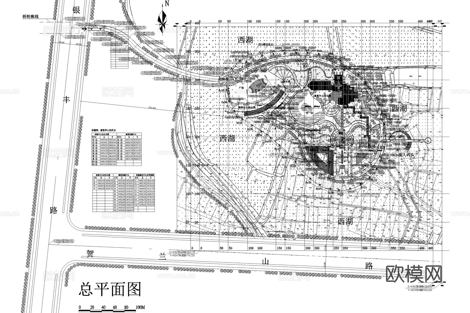 永康岛体检康复保健服务中心滨水公园广场景观规划平面图CADcad施工图