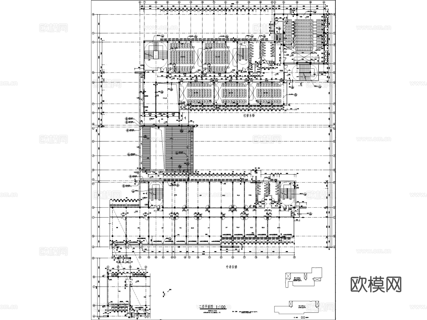 滁州学院南校区扩建院系楼建筑CAD施工图cad施工图