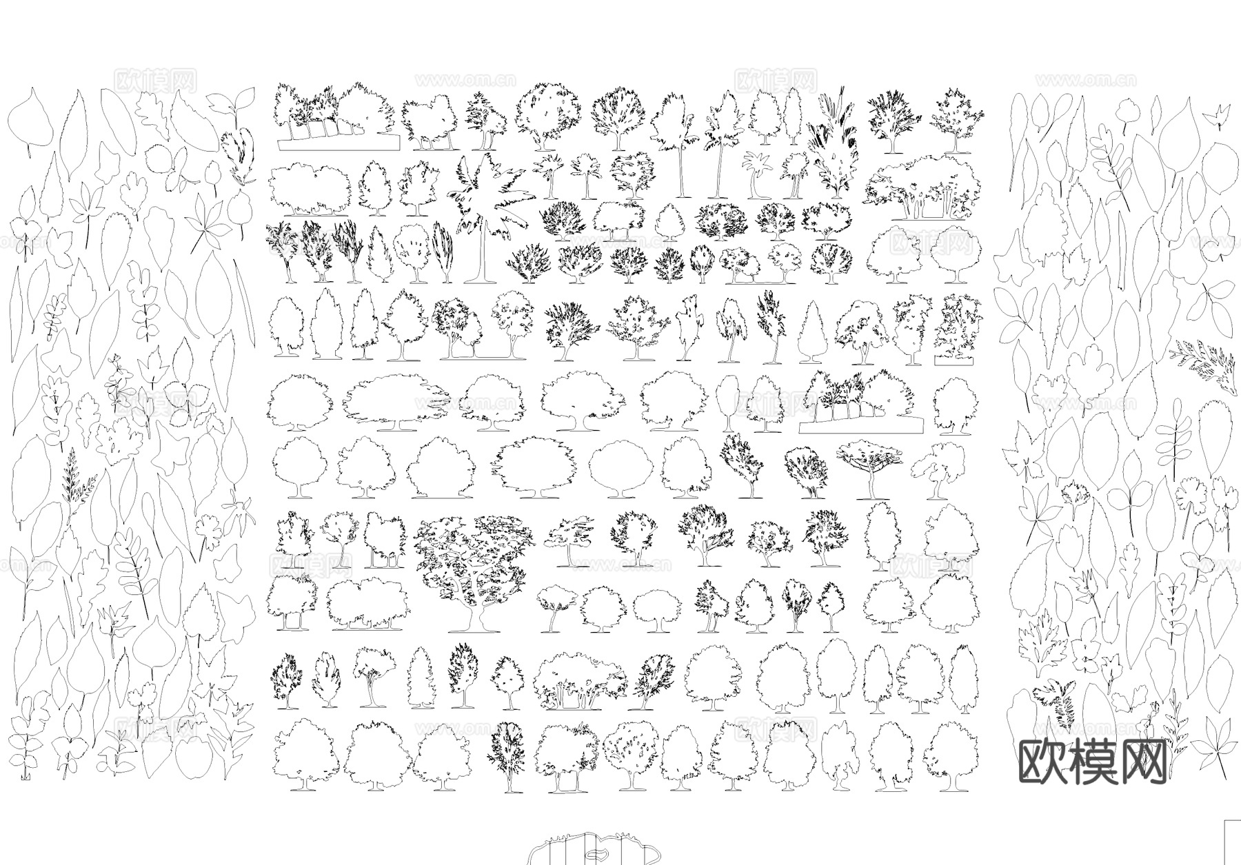 植物树木叶子老虎CAD图块图库cad施工图