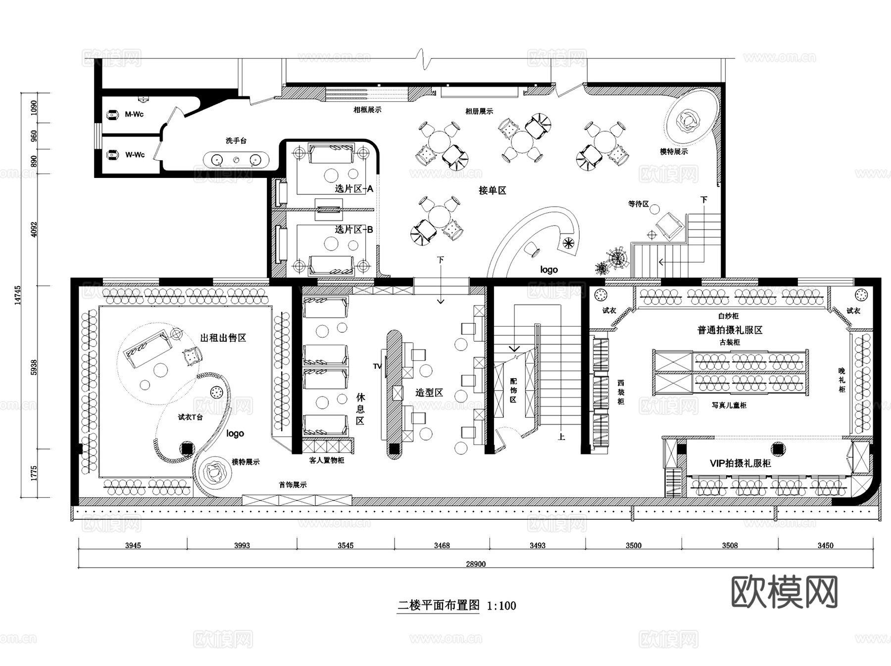 婚纱店摄影店影楼室内装饰工程CAD施工图集 18套cad施工图