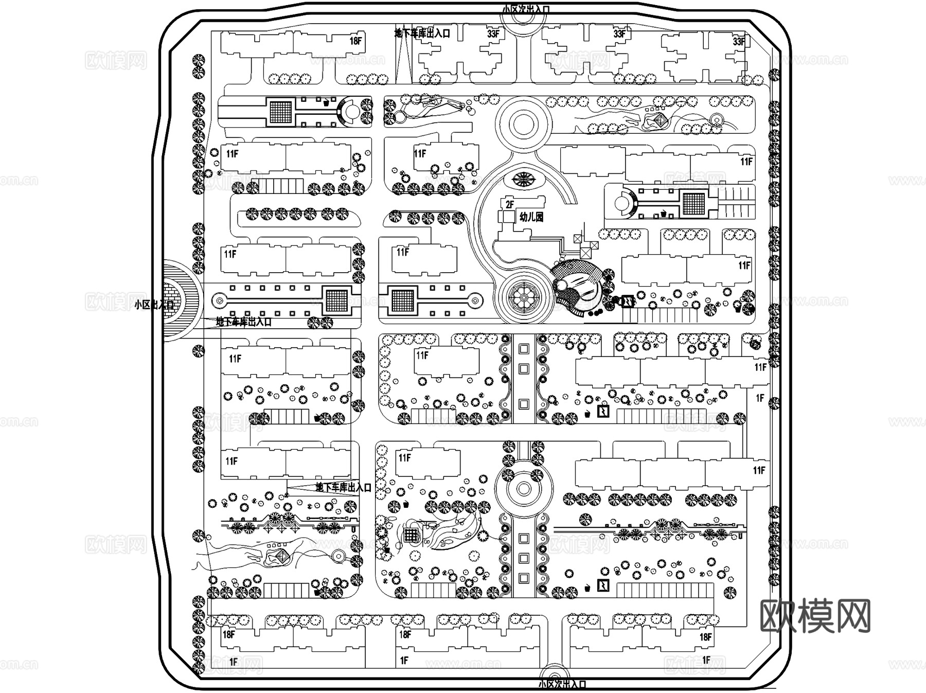 居住区规划建筑户型平剖面CAD施工图cad施工图