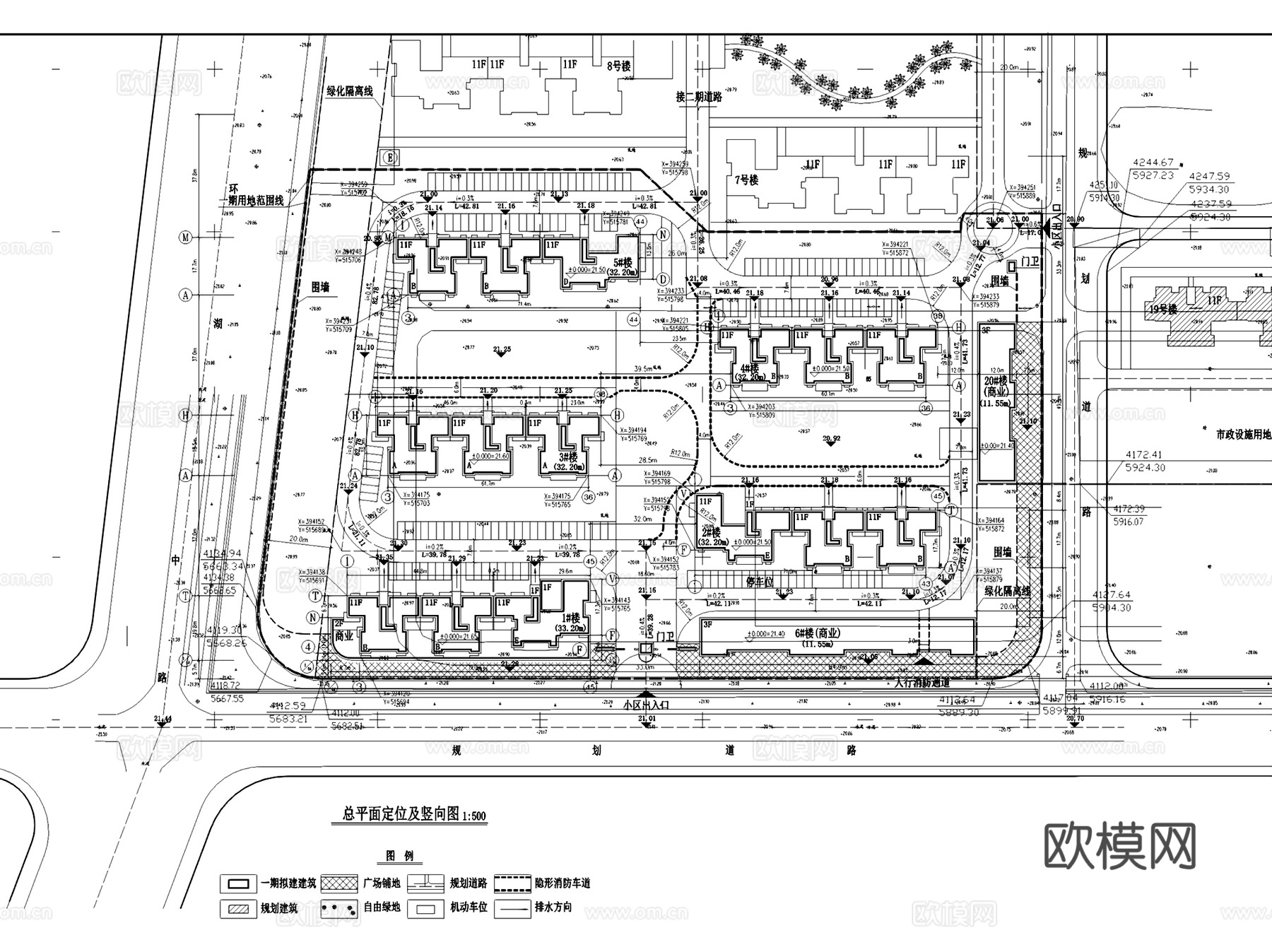 清水湾经济适用房小区规划建筑CAD施工图+SU模型cad施工图