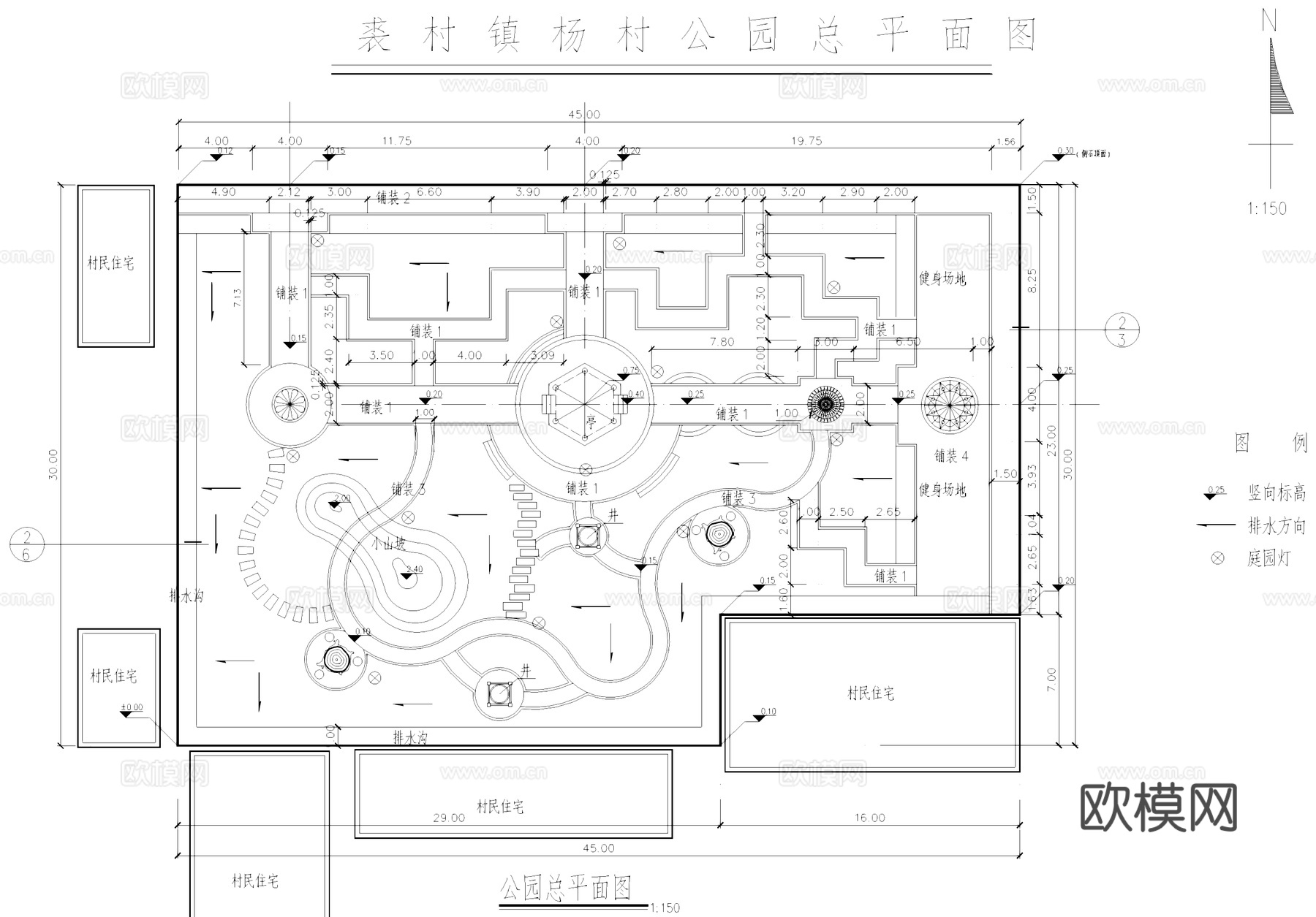 村民休闲文化公园乡村广场景观CAD施工图cad施工图