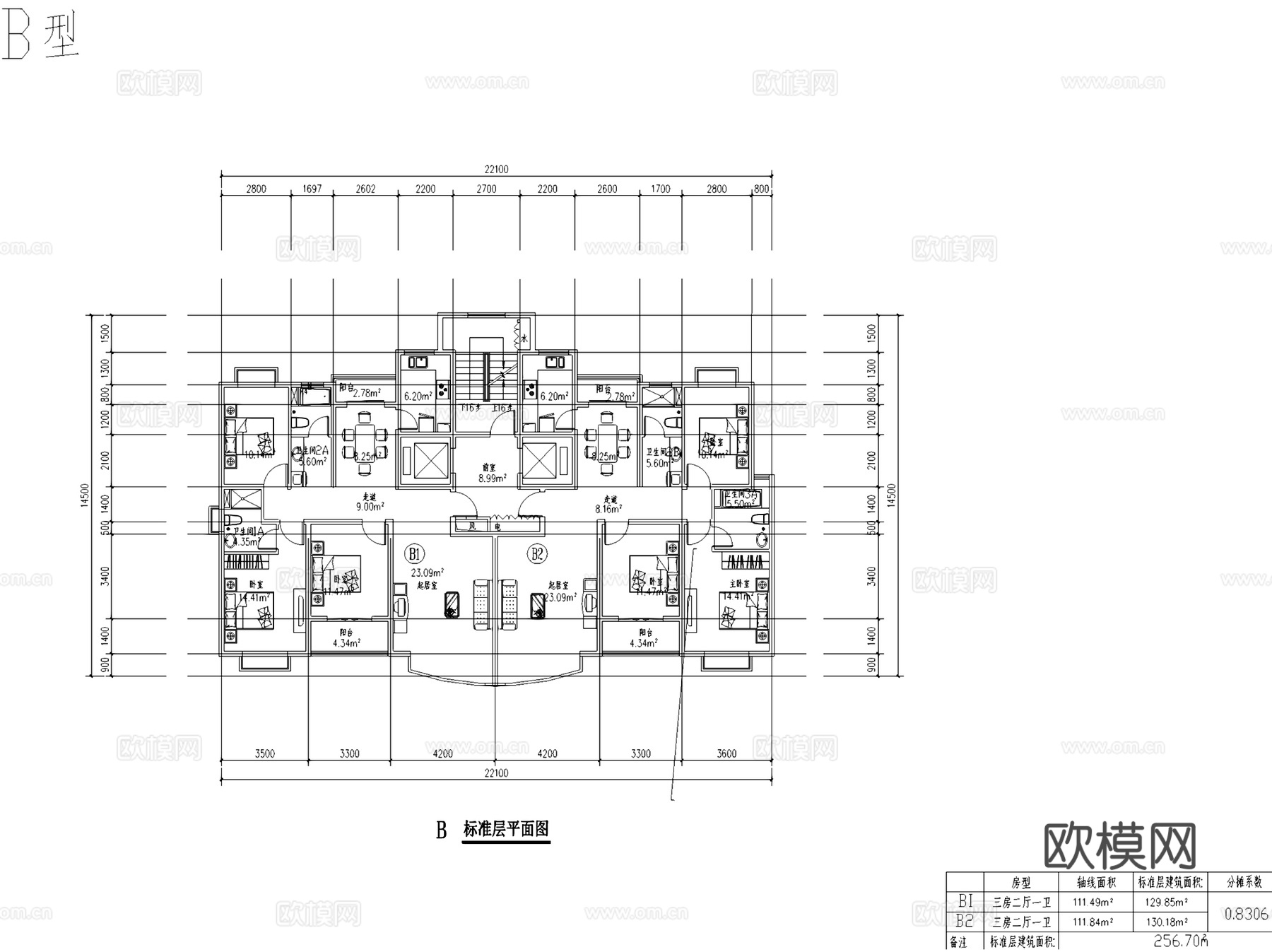 住宅小区规划建筑户型平面图CAD施工图cad施工图