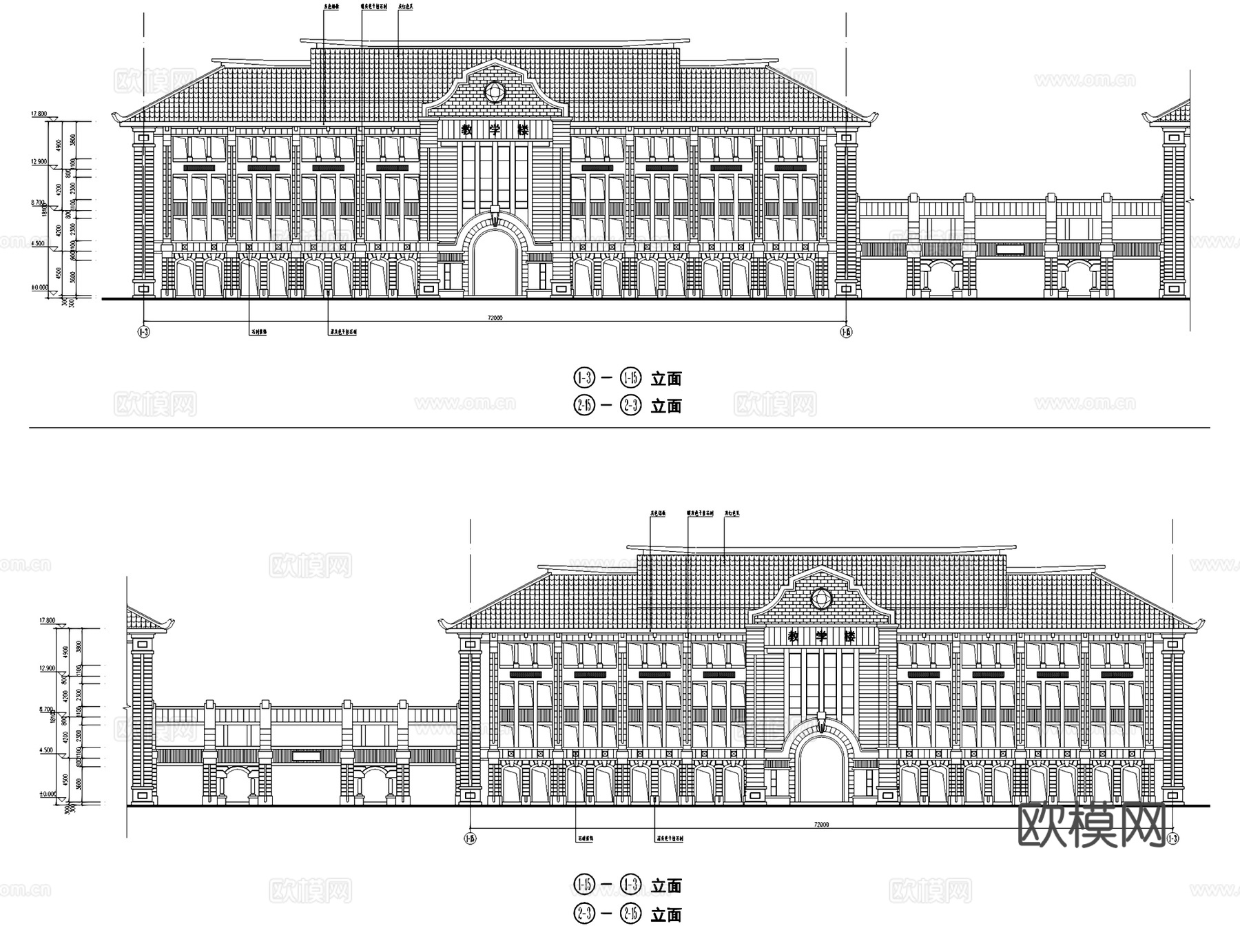 厦门大学翔安校区主楼群建筑CAD施工图cad施工图