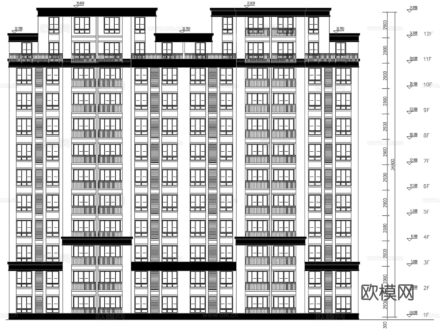 嘉兴现代高层住宅规划建筑CAD施工图+SU模型cad施工图