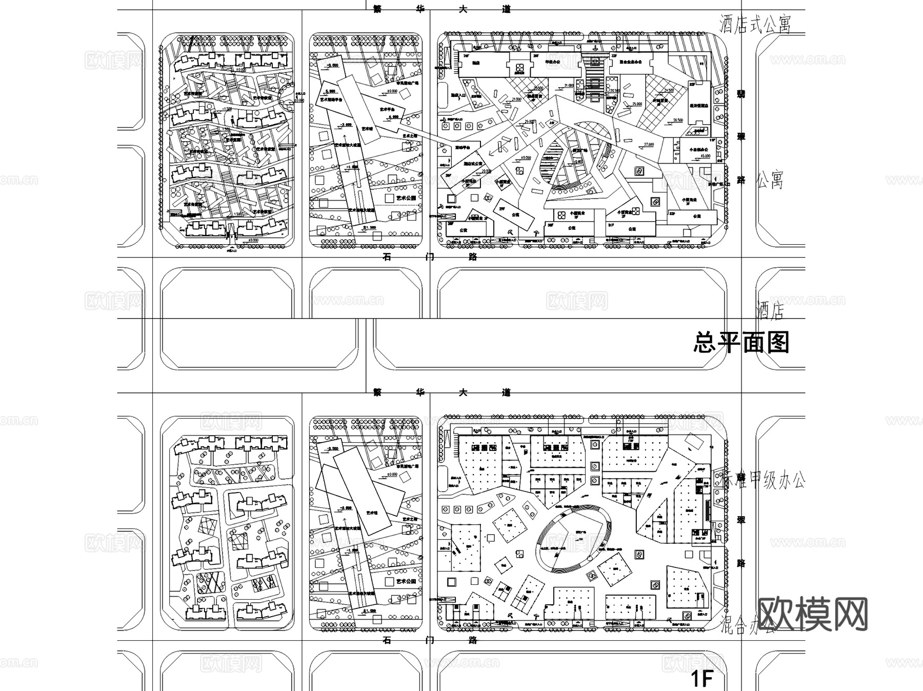 合肥中环商住办综合体规划建筑CAD施工图cad施工图