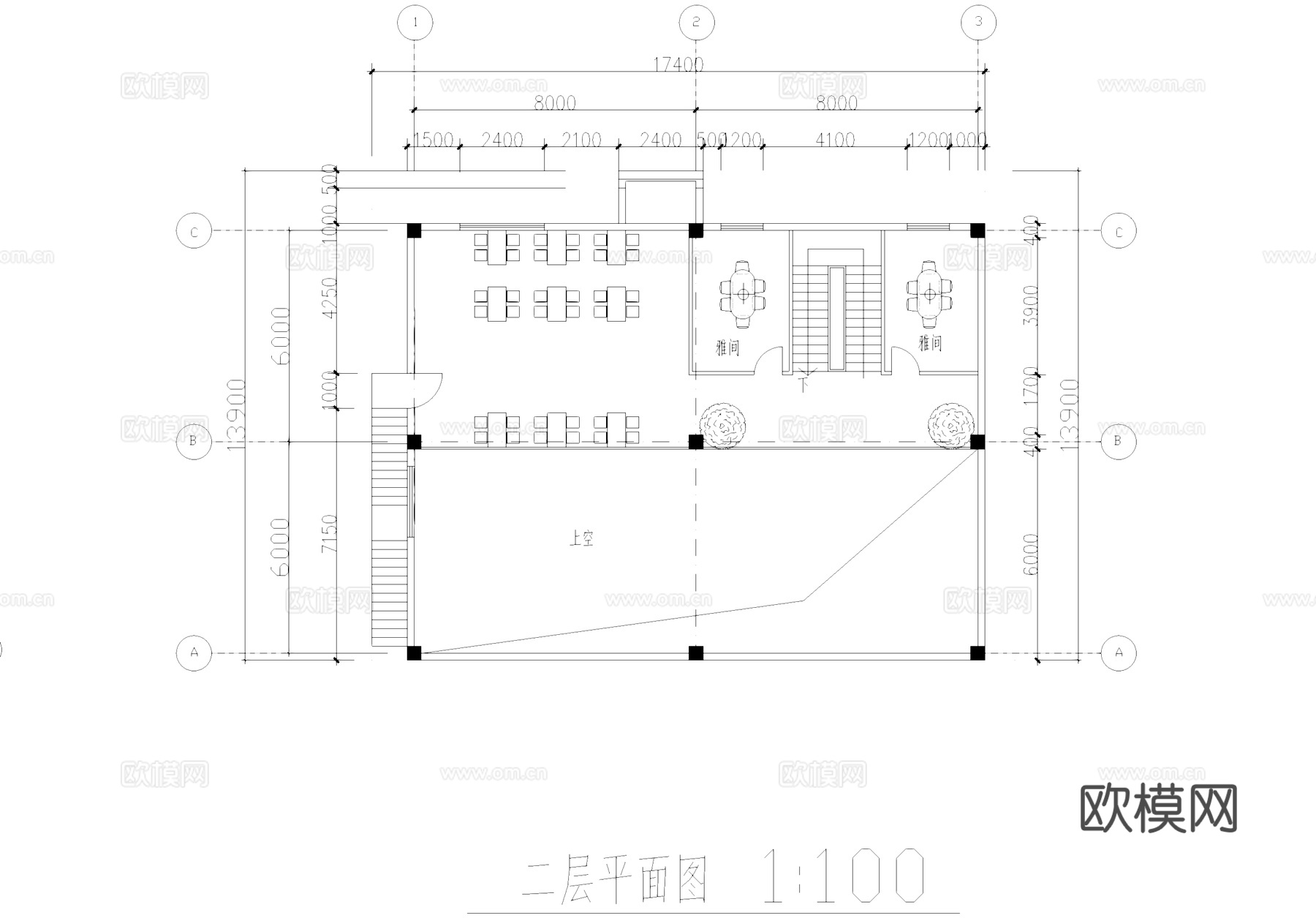 二层咖啡馆建筑CAD施工图cad施工图