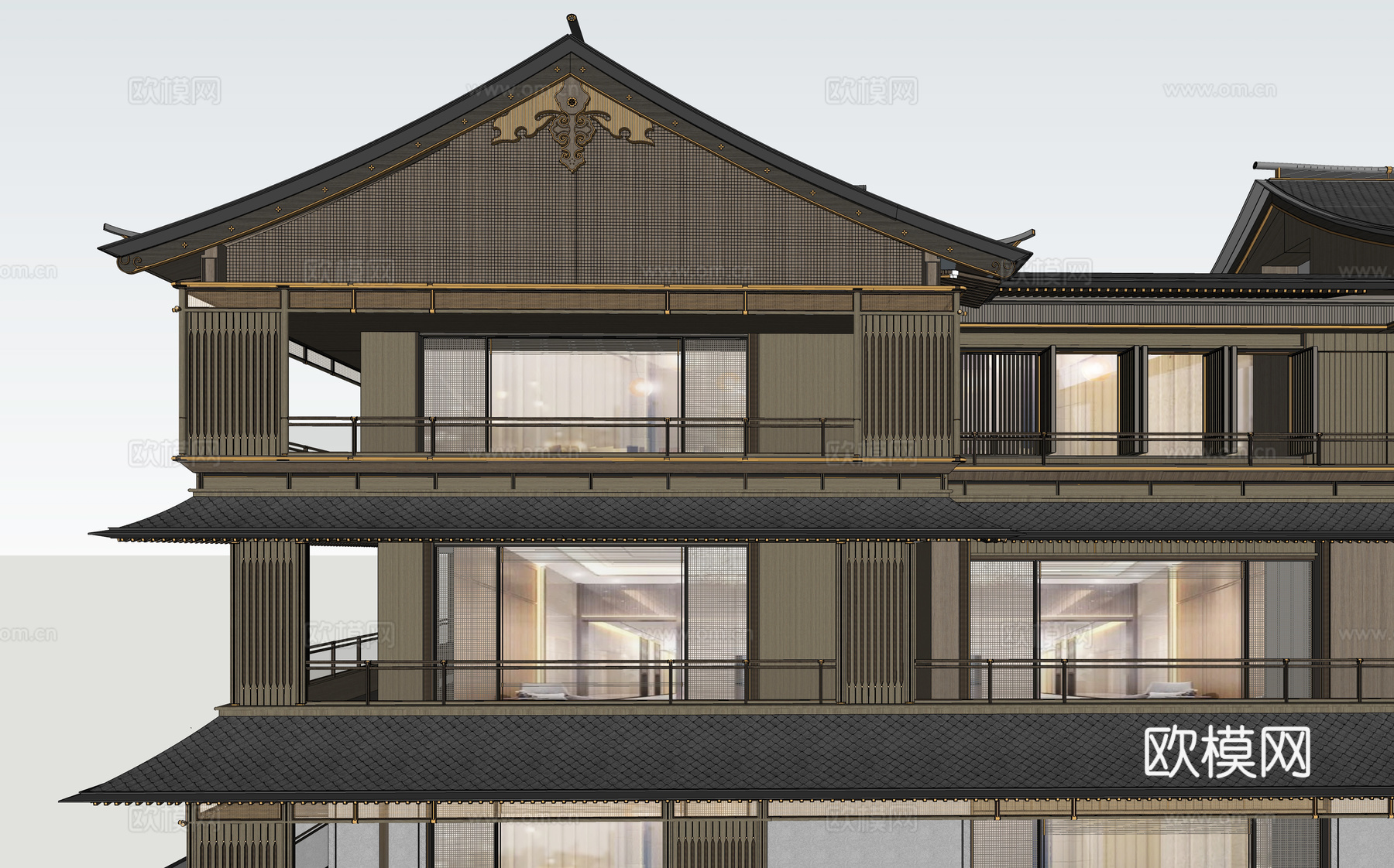 宋风别墅 宋式别墅su模型