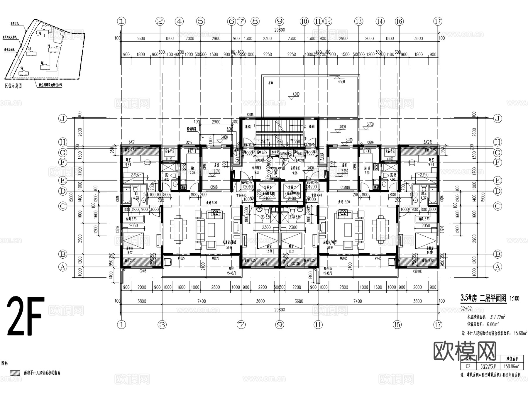 无锡城市中心高层住宅楼建筑CAD施工图+SU模型cad施工图