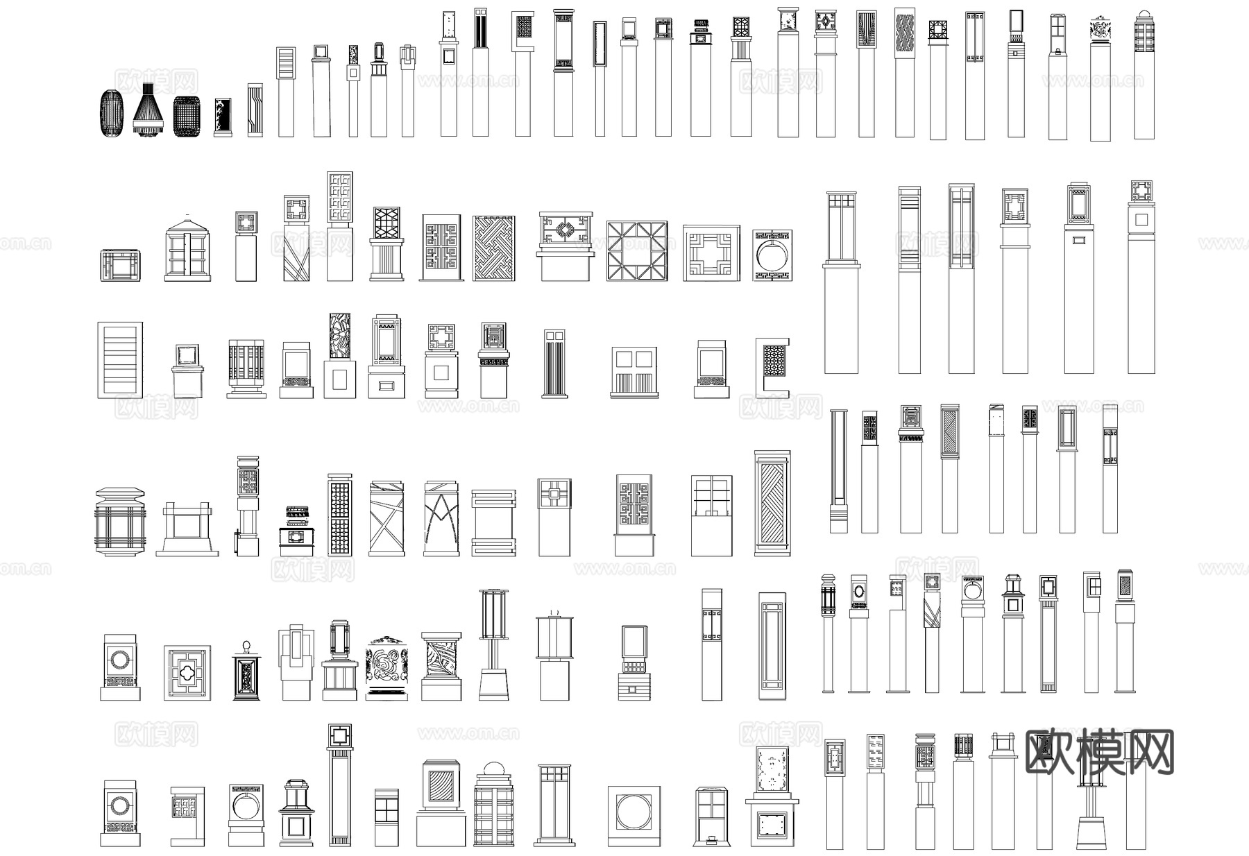 景观灯具灯柱庭院灯图块图库CAD施工图cad施工图