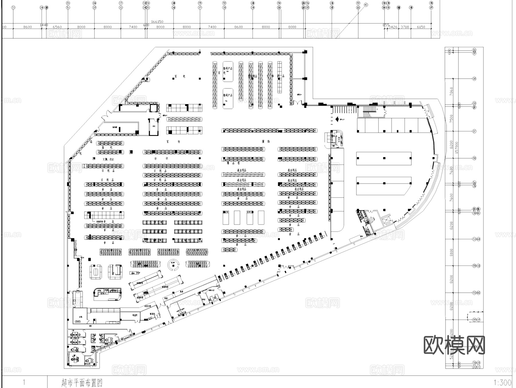 超市室内工装平面系统图CAD施工图cad施工图
