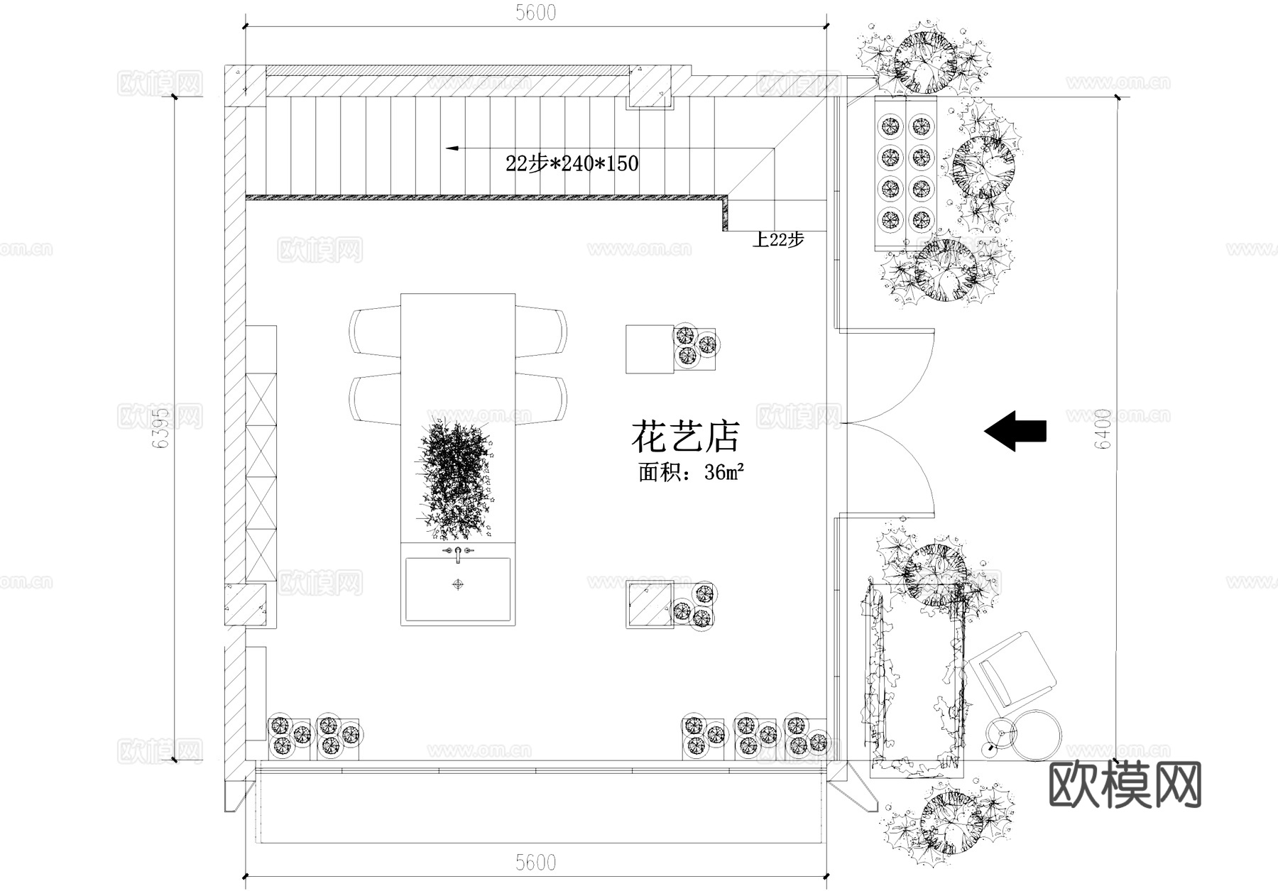 花店平面布置图CAD施工图cad施工图