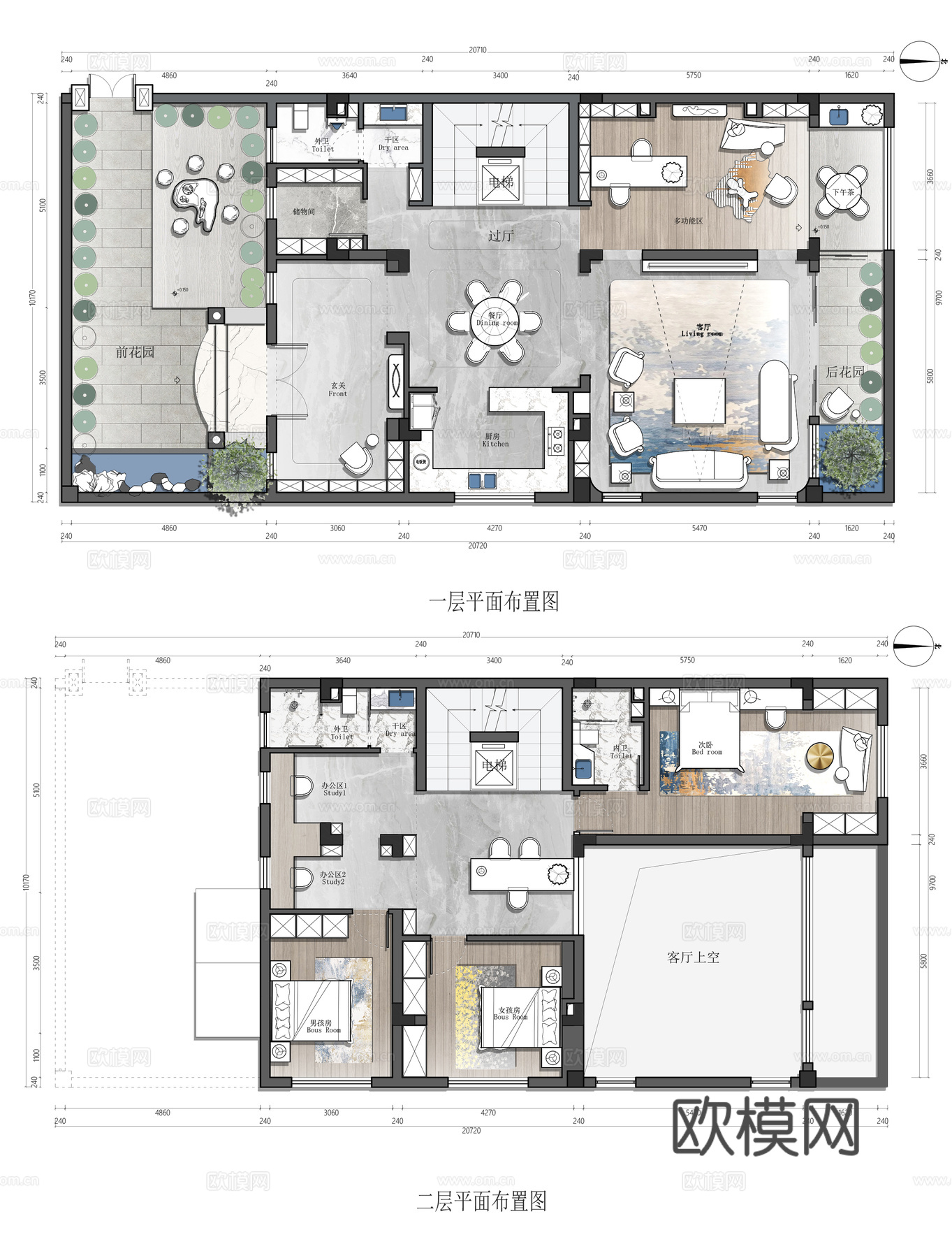 四层别墅平面CAD施工图cad施工图