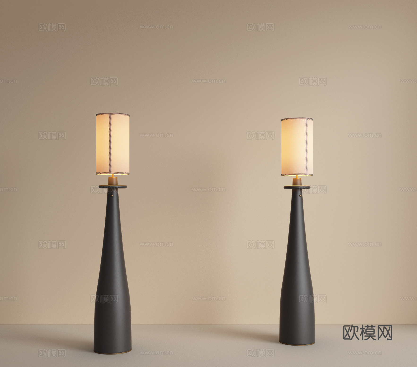现代复古落地灯 客厅落地灯 艺术落地灯 书房落地灯su模型