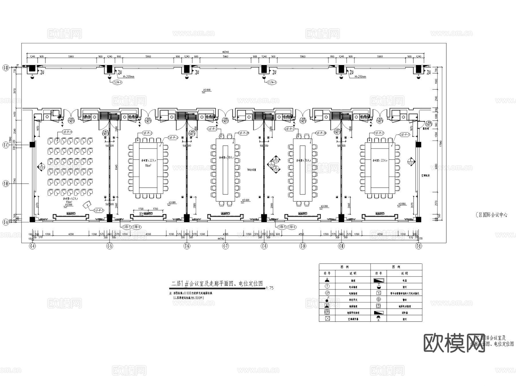 广东生态园林主题会议酒店二层室内工装CAD施工图集cad施工图