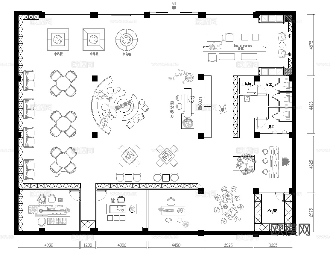 800平茶楼 茶馆 棋牌室  最新平面施工图合集cad施工图