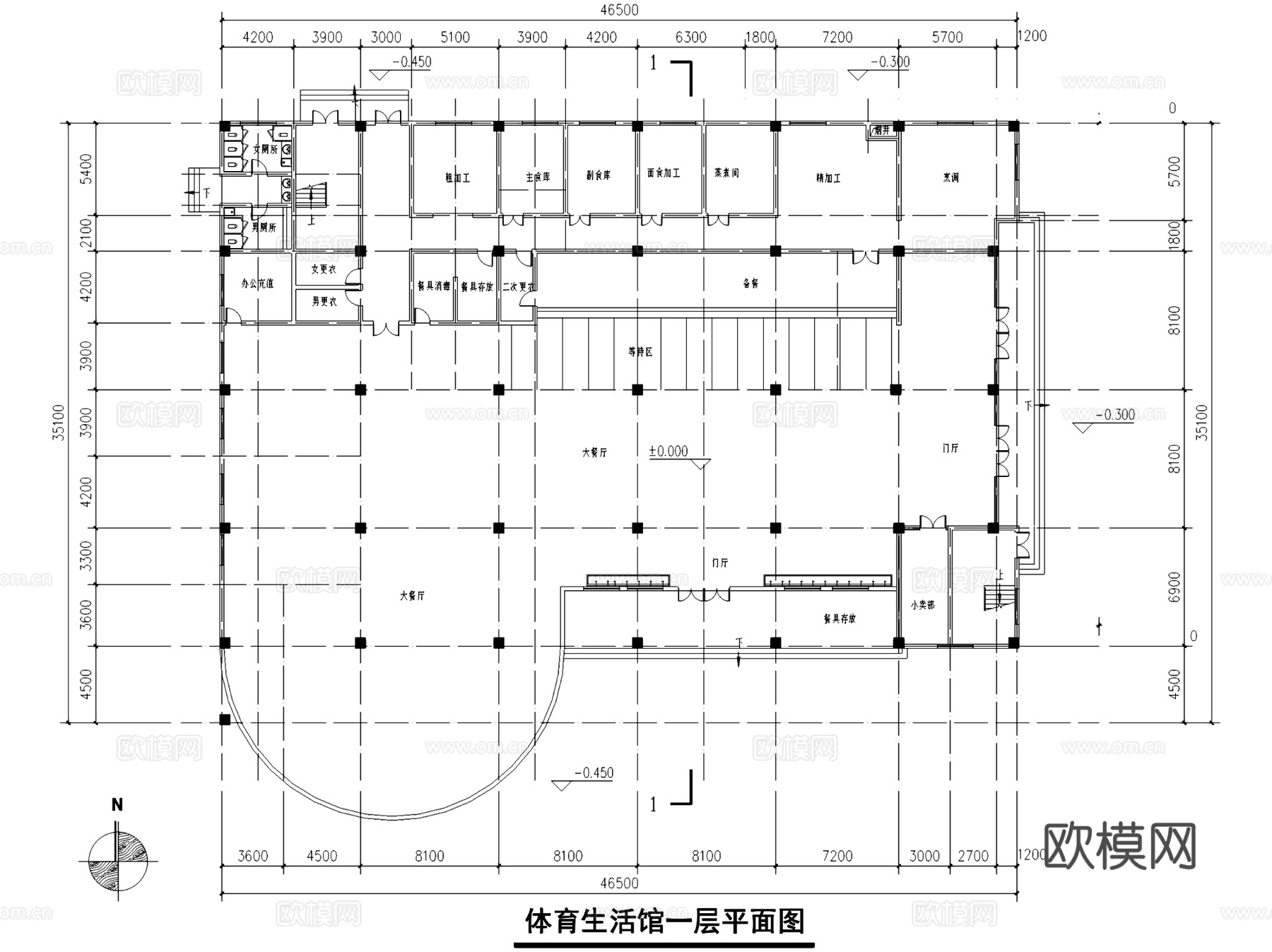 凤凰山小学规划建筑平剖面CAD施工图cad施工图