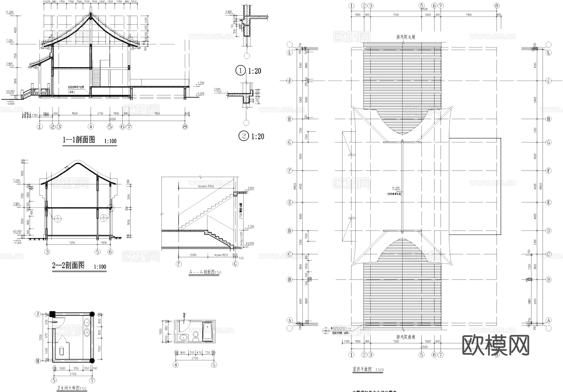 戏台戏楼仿古建筑CAD施工图cad施工图