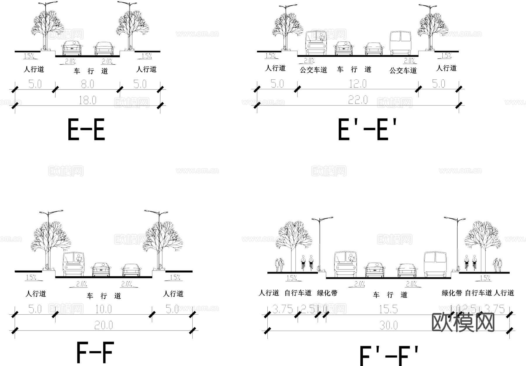 市政标准道路断面图CAD施工图cad施工图cad施工图