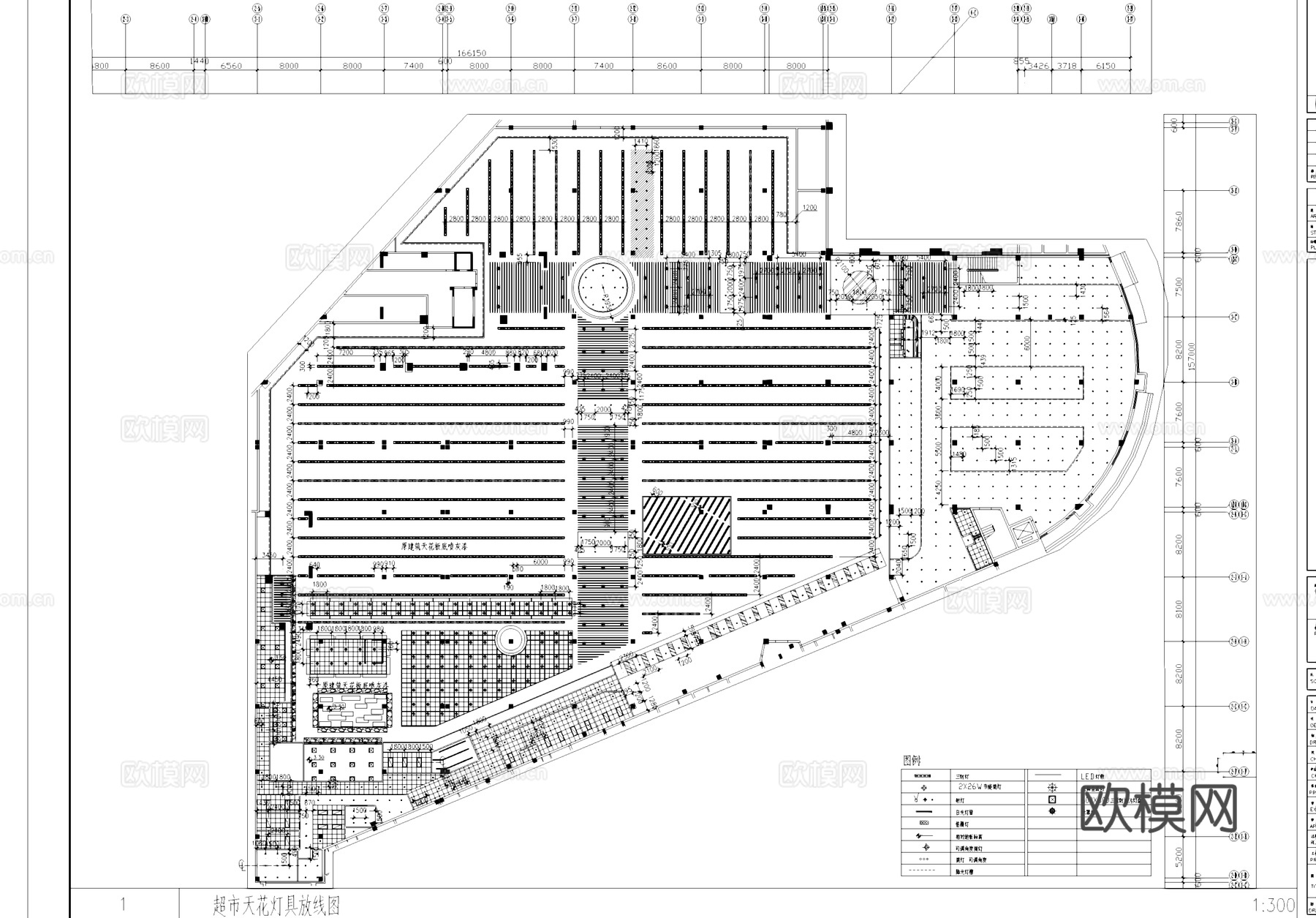 超市室内工装平面系统图CAD施工图cad施工图