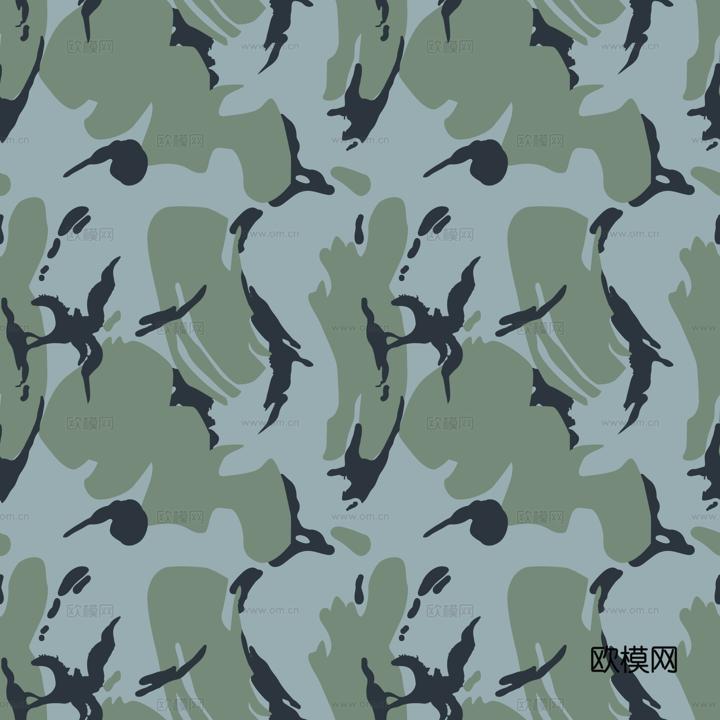 海陆空军绿迷彩服花纹图案34