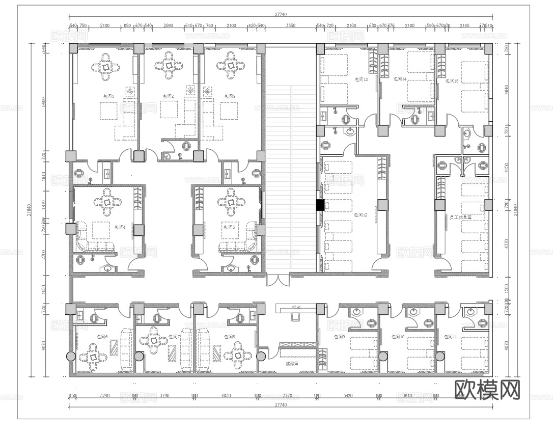 茶楼 茶馆  最新平面施工图合集cad施工图
