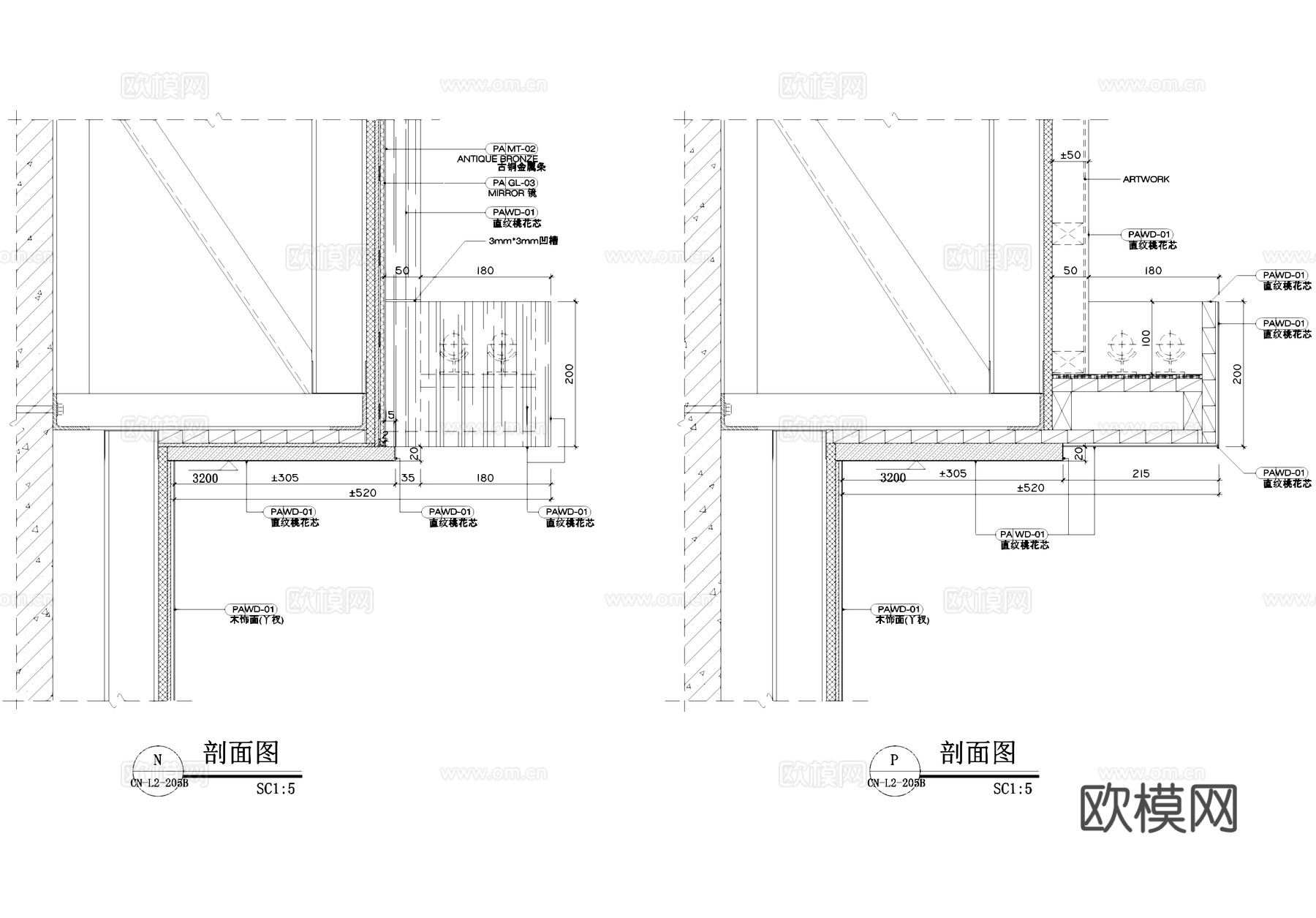 吊顶天花投影仪墙面节点CAD施工图cad施工图