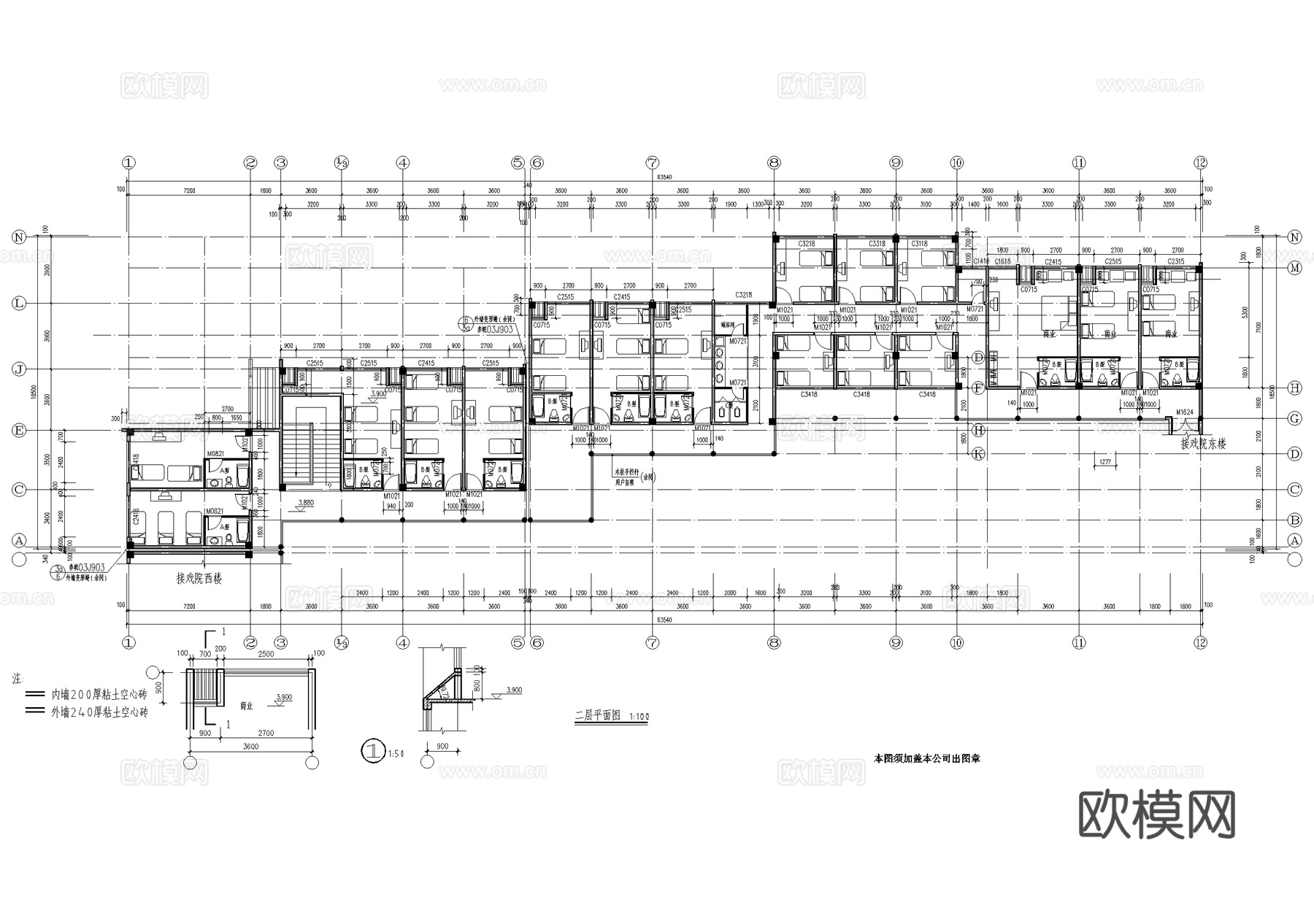 商铺酒店客房仿古建筑CAD施工图cad施工图