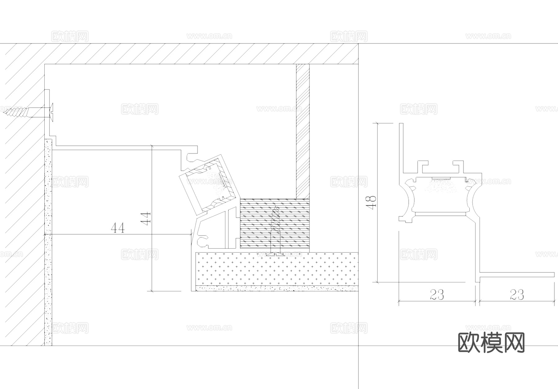 LED线性灯天花悬浮吊顶图库CAD施工图cad施工图